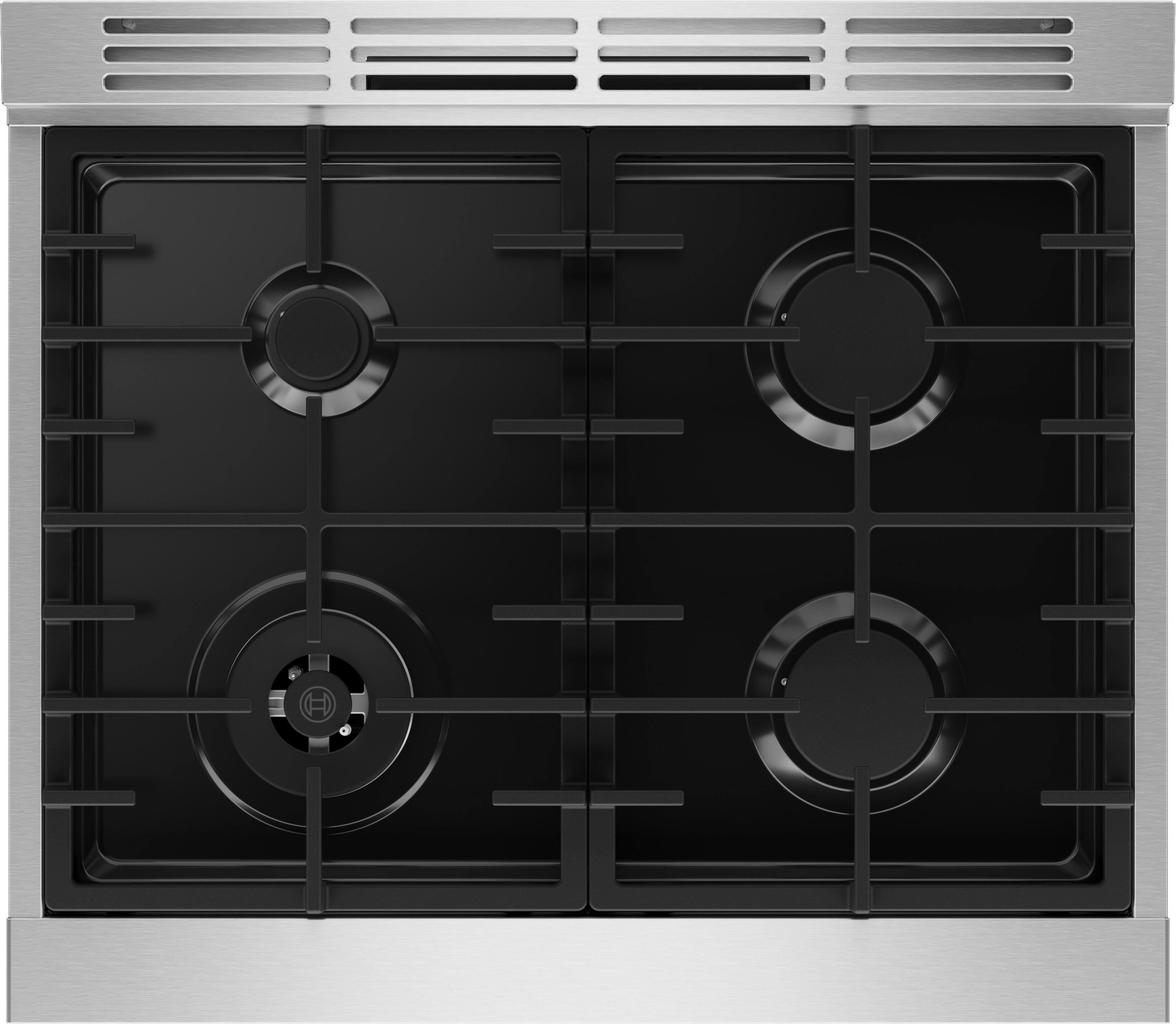 Alt View 1. Bosch - 500 Series 30 in. Wide 2.8 Cu. Ft. Industrial Style Dual Fuel True Convection Range with 4 Burners - Stainless Steel.