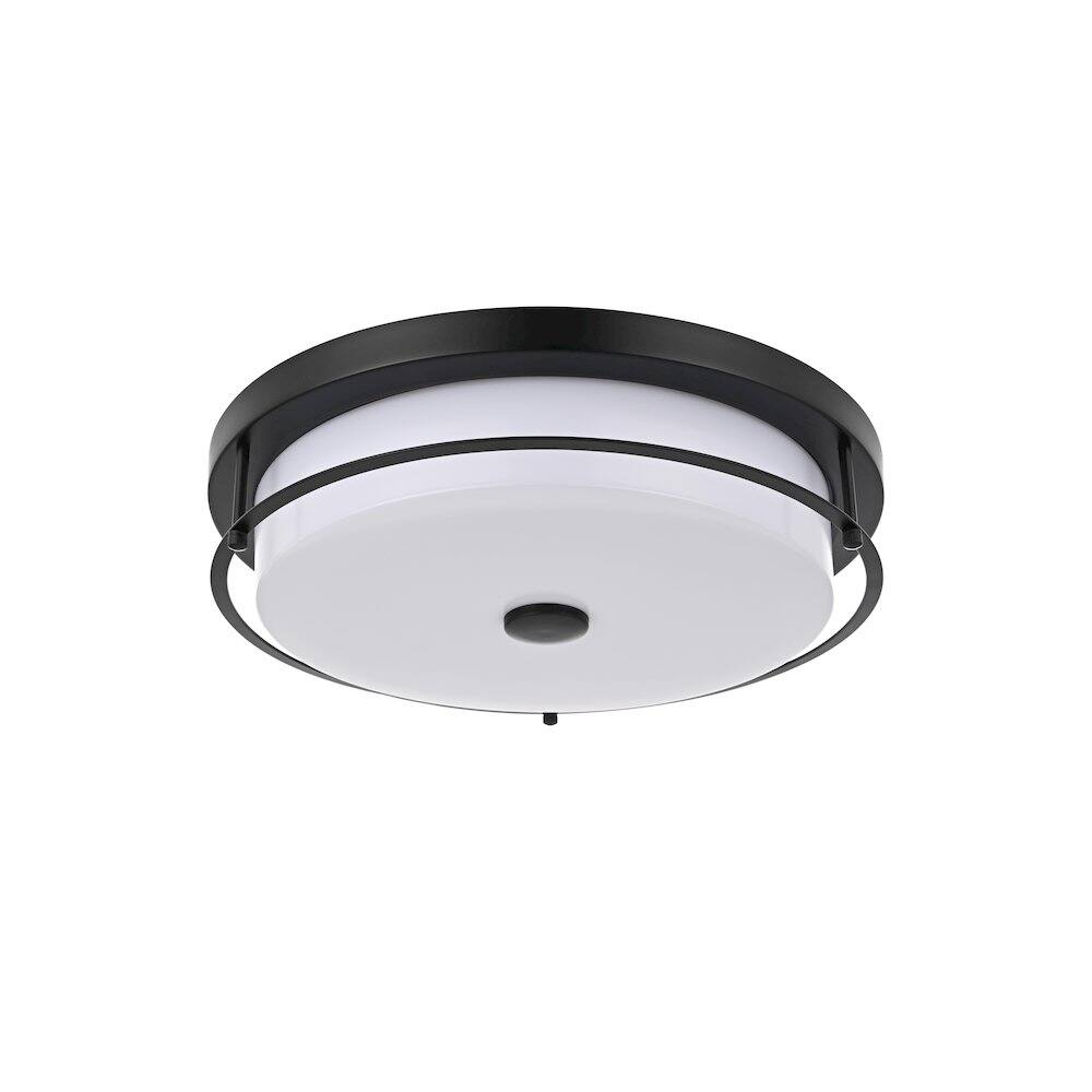 Angle. Living District - Kolson 16 Inch Led Flush Mount Ceiling Light In Black - Black.