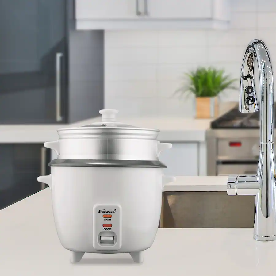 Pisces Rice Brentwood 8 Cup Rice Cooker / Non Stick with Steamer White 31083295M ...
