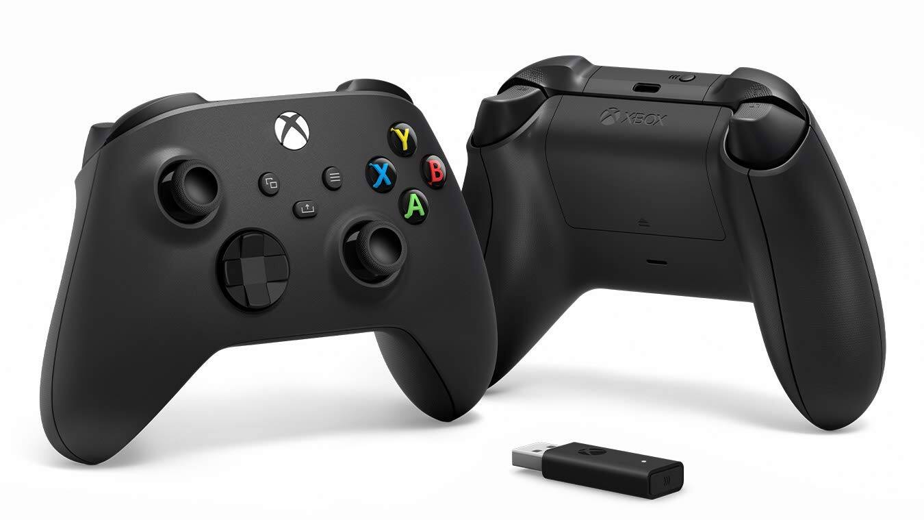 Back. Microsoft - Xbox Series X/S Wireless Controller Carbon Black + Wireless Adapter for Windows - Black.