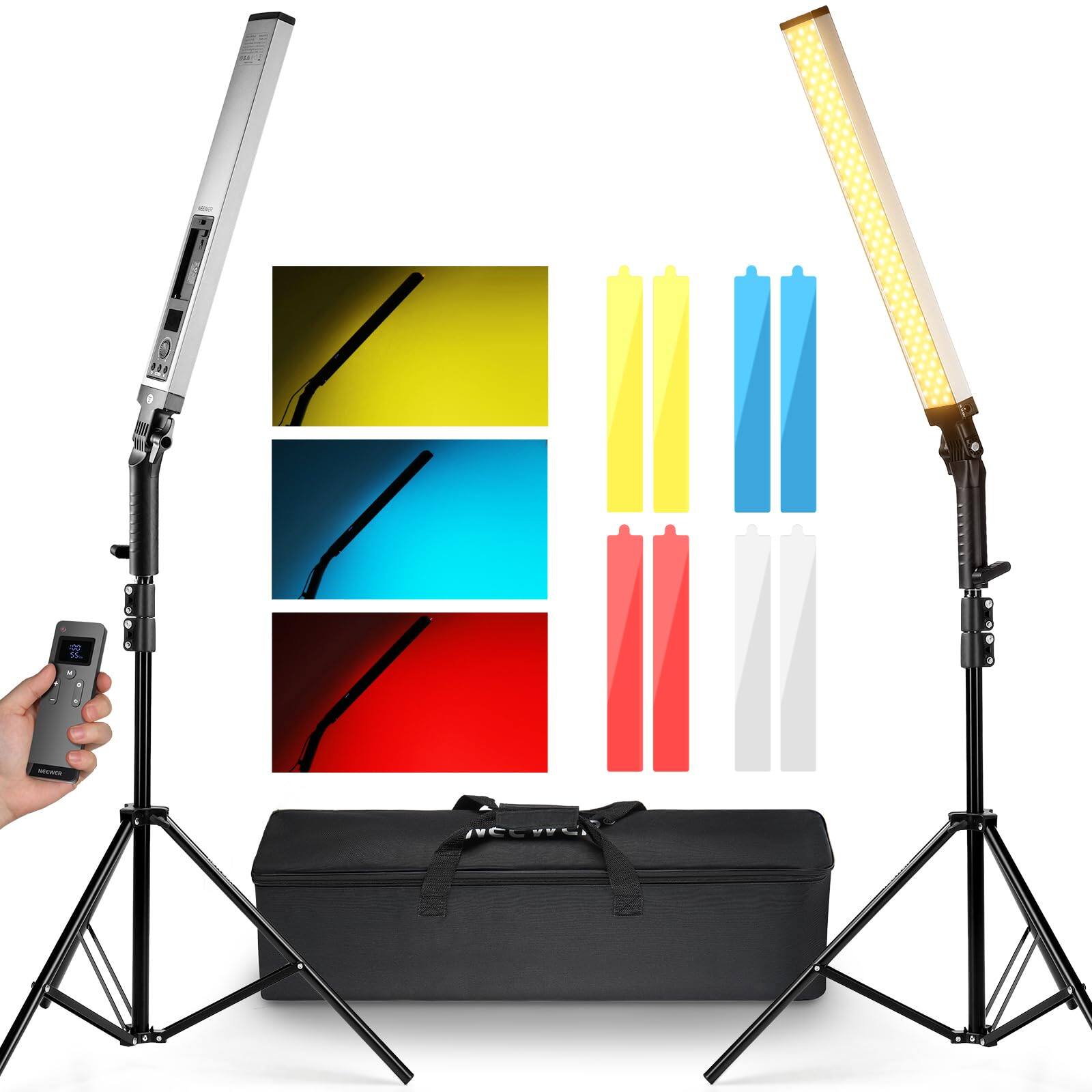 Neewer - Upgraded 2-Pack LED Video Light Kit, CRI97+, 2.4G Remote, Silver