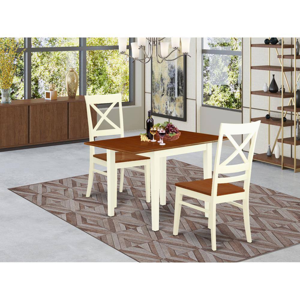 Angle. East West Furniture - Dining Room Set Buttermilk & Cherry - Brown.