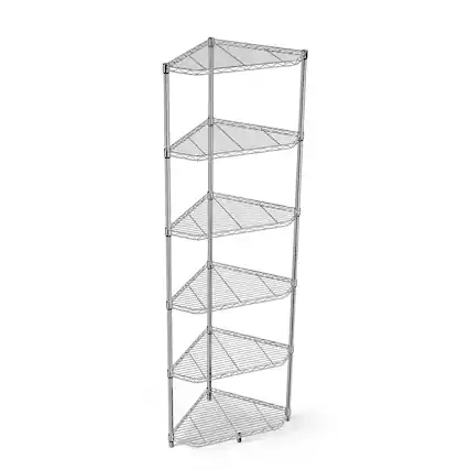 Front. COWLOWN - 6-Tier Pentagonal Corner Wire Shelving Rack Adjustable Heavy Duty Metal Storage Shelf Chrome - Chrome.