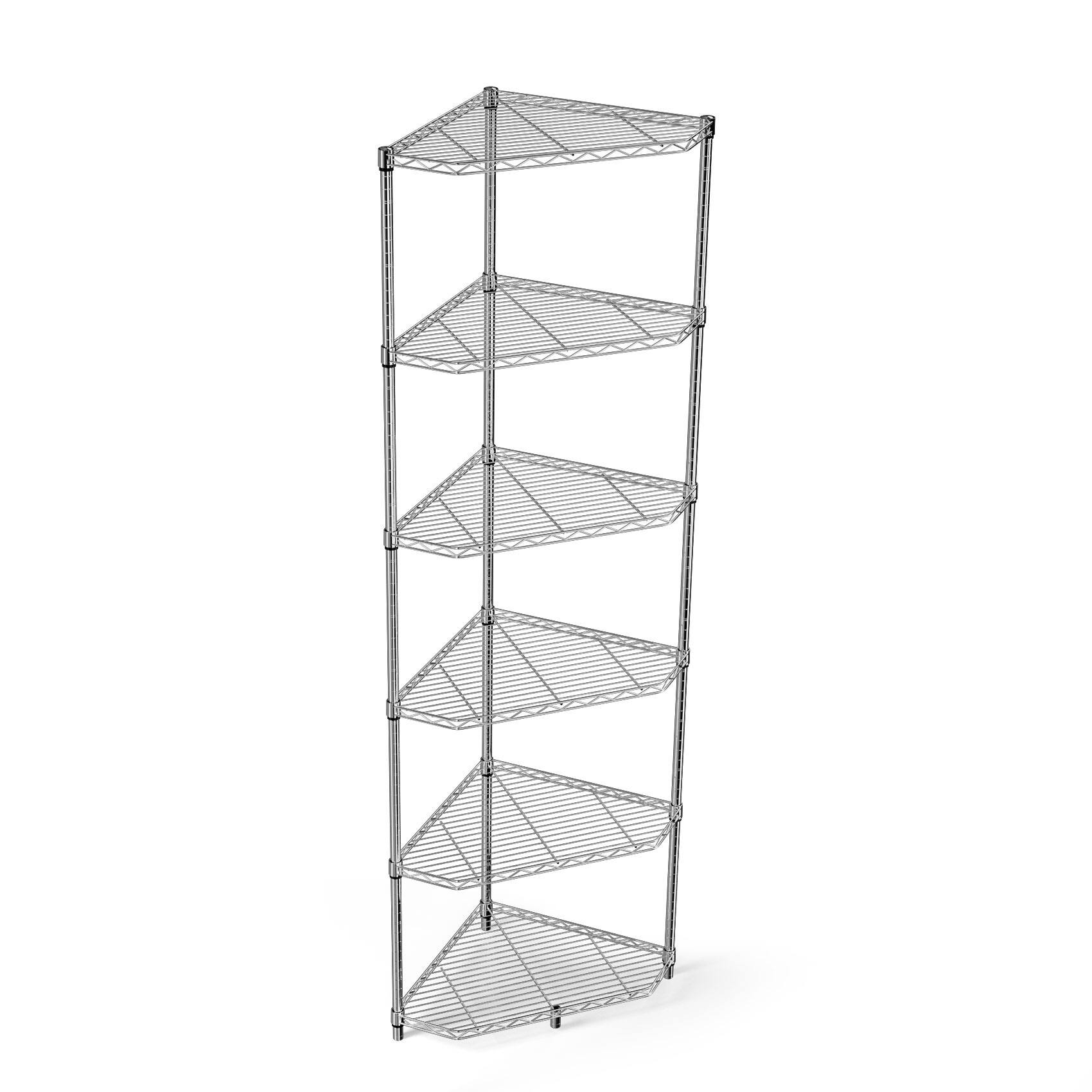 Front. COWLOWN - 6-Tier Pentagonal Corner Wire Shelving Rack Adjustable Heavy Duty Metal Storage Shelf Chrome - Chrome.