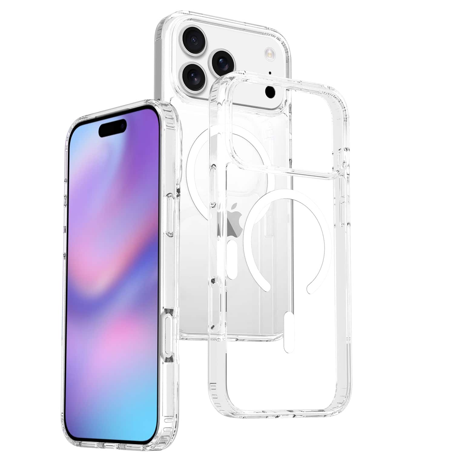 Dteck - Clear Magnetic Case for Apple iPhone 17 Pro Slim Anti Yellow Hard PC Shockproof Cover Wireless Charging Compatible - Clean
