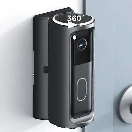 Front. Schertz - Blink Doorbell Mount – 360° Adjustable, No-Drill, Adhesive Bracket - color: black Style: Adhesive wall mount.