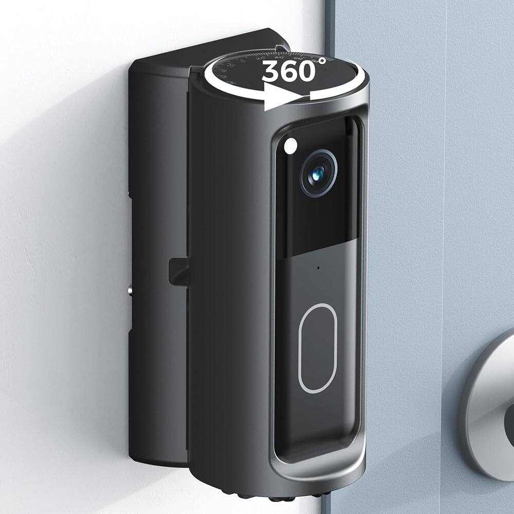 Front. Schertz - Blink Doorbell Mount – 360° Adjustable, No-Drill, Adhesive Bracket - color: black Style: Adhesive wall mount.