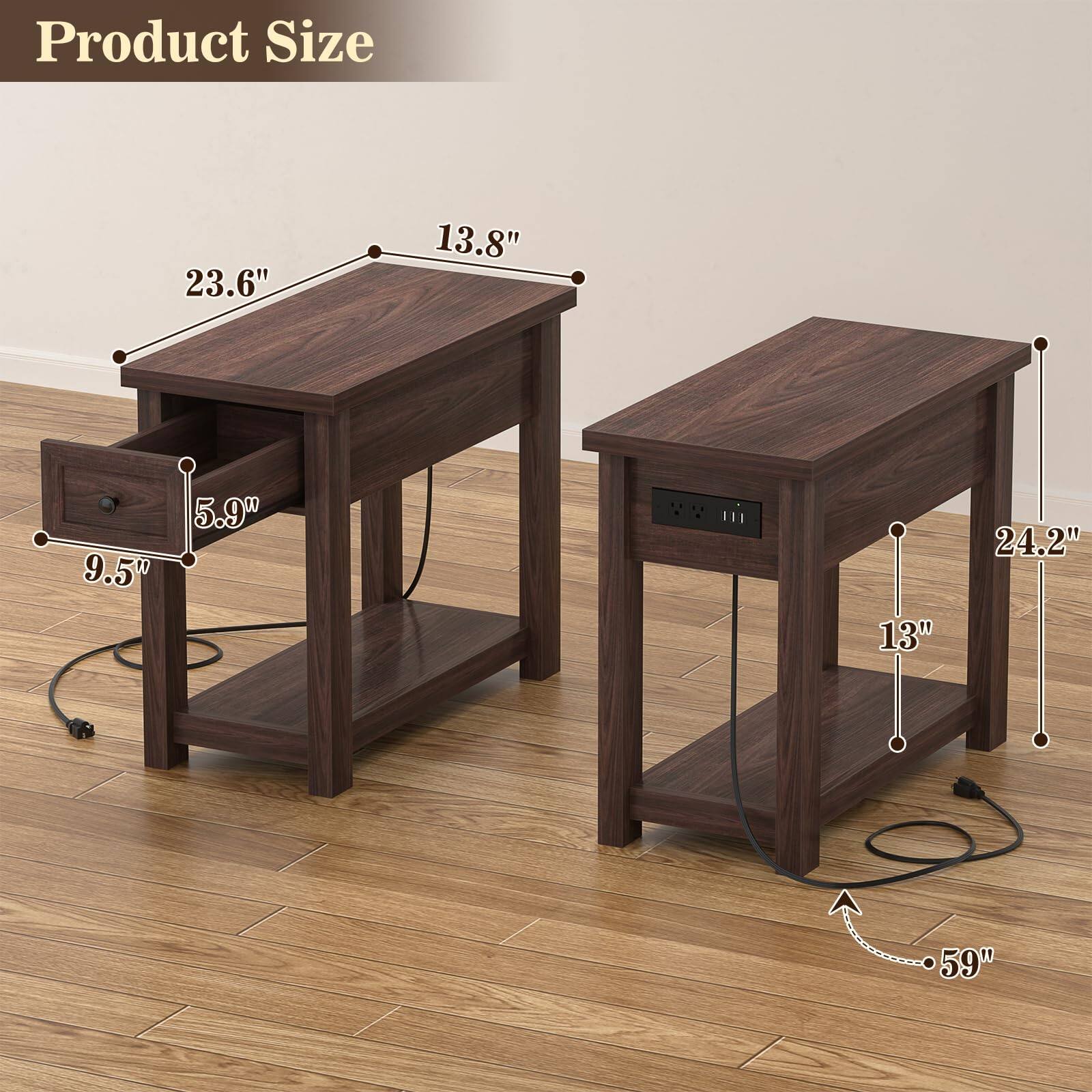 Product Size  
23.6" x 13.8" x 5.9"  
9.5"  
13" x 24.2" x 59"