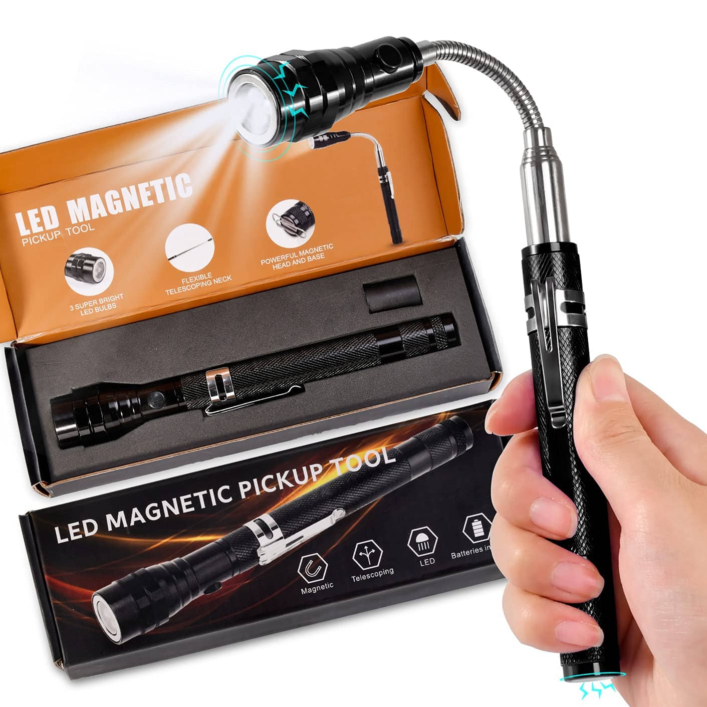 Vulpecula Spade – Magnetic Flashlight Gifts for Men Valentines Day Gifts for Him Husband Stocking Stuffers for Men Adults Pickup Tool Cool