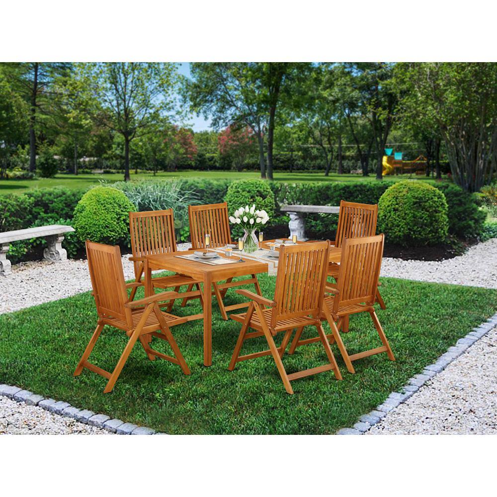 Back. East West Furniture - Wooden Patio Set Natural Oil - Brown.