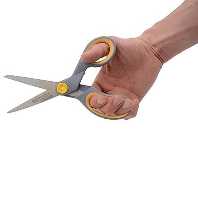 Alt View 2. Westcott - Titanium Bonded 8" Titanium Heavy Duty General Purpose Scissor, Pointed Tip - Gray/Yellow.