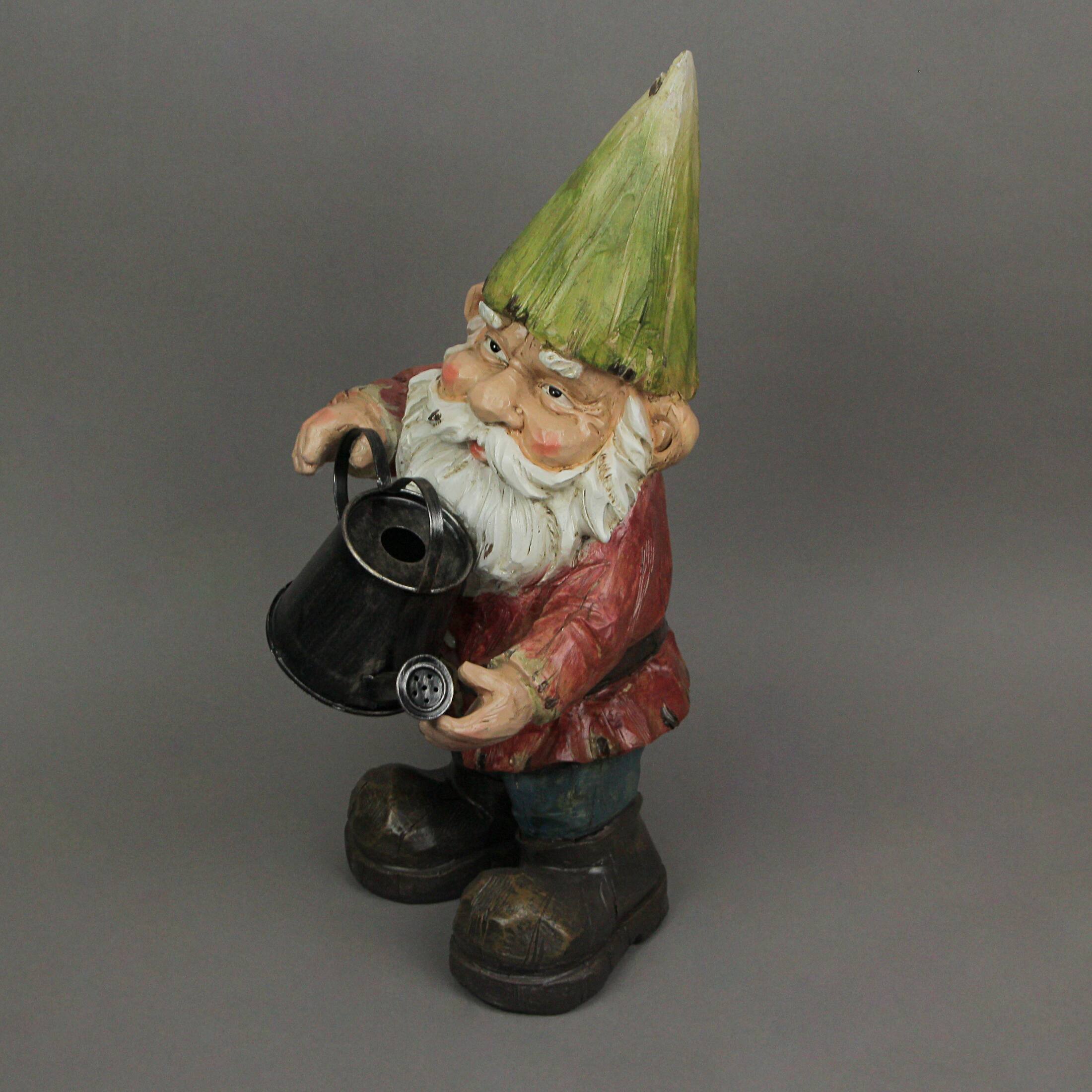Alt View 1. Things2Die4 - Garden Gnome With Watering Can Home Garden Decor Resin Sculpture Lawn Yard Decoration 15 Inches High - Green.
