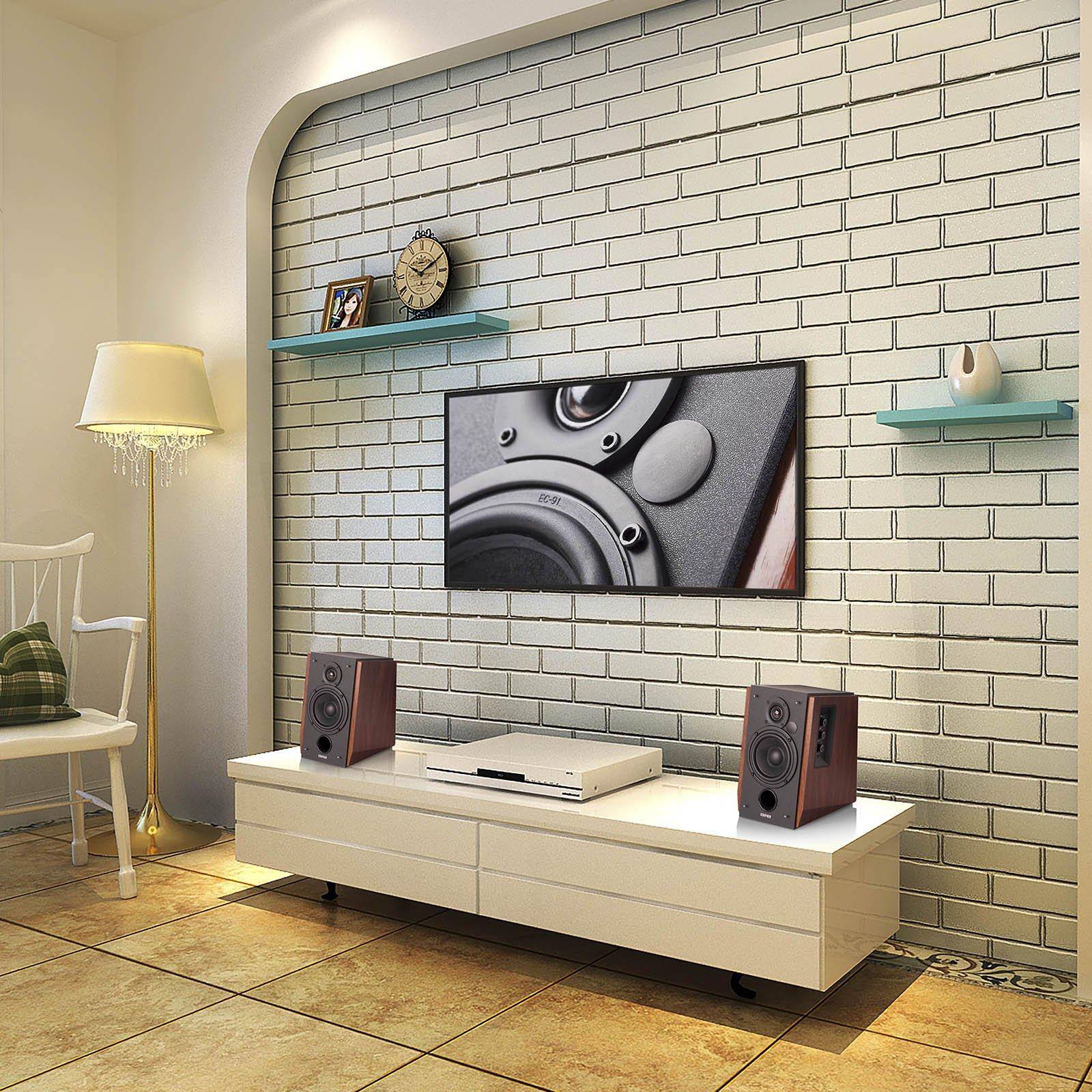 Alt View 3. Cedar Assembly - R1700bt Bookshelf - Active Near-field Studio Monitors Speakers 2 Setup Wooden Enclosure 66w Rms BLUETOOTH - white.