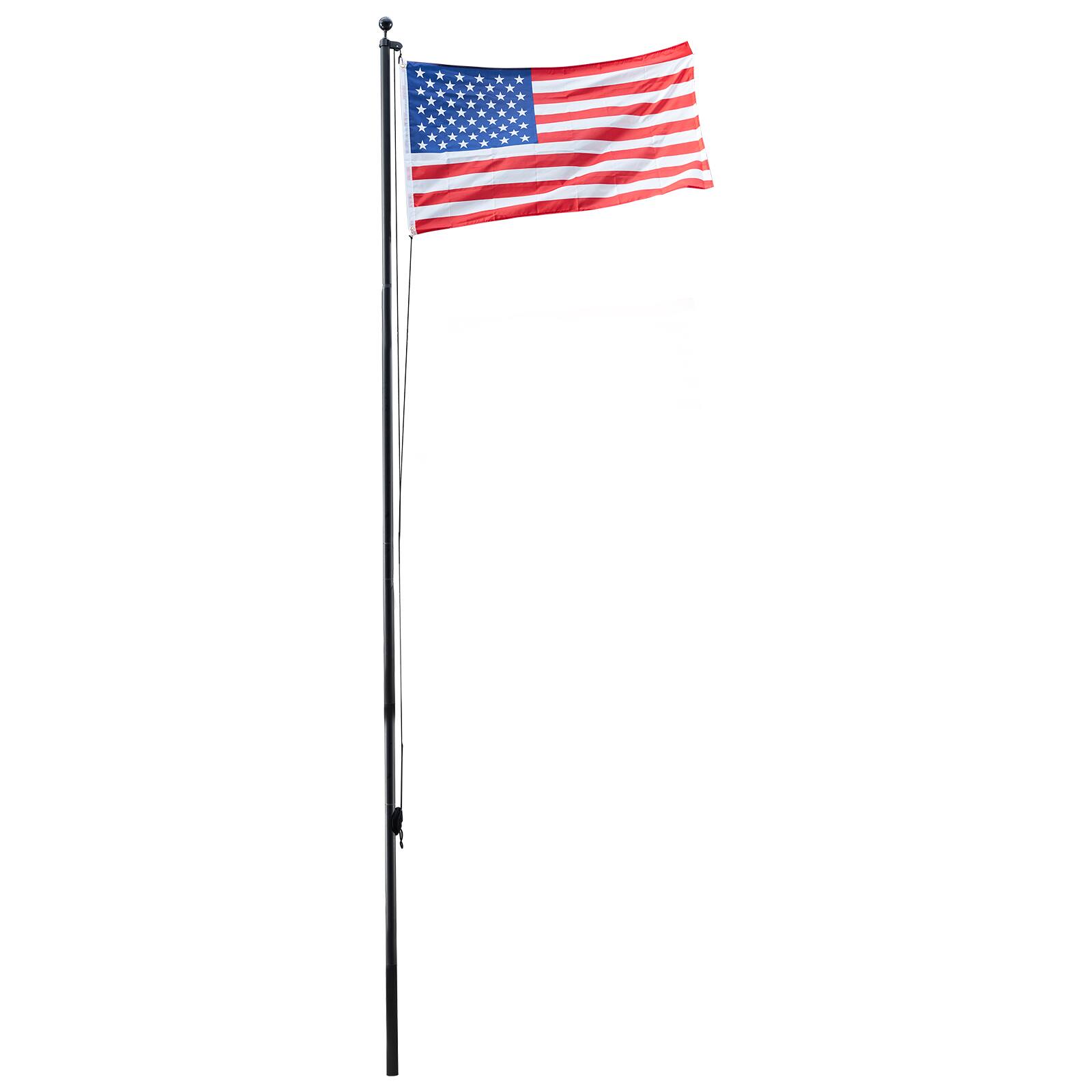 Alt View 5. VEVOR - Flag Pole, 20ft Heavy Duty Sectional Flagpole Kit for Outside House In Ground, Extra Thick Outdoor Aluminum Flagpole Kit - Black.