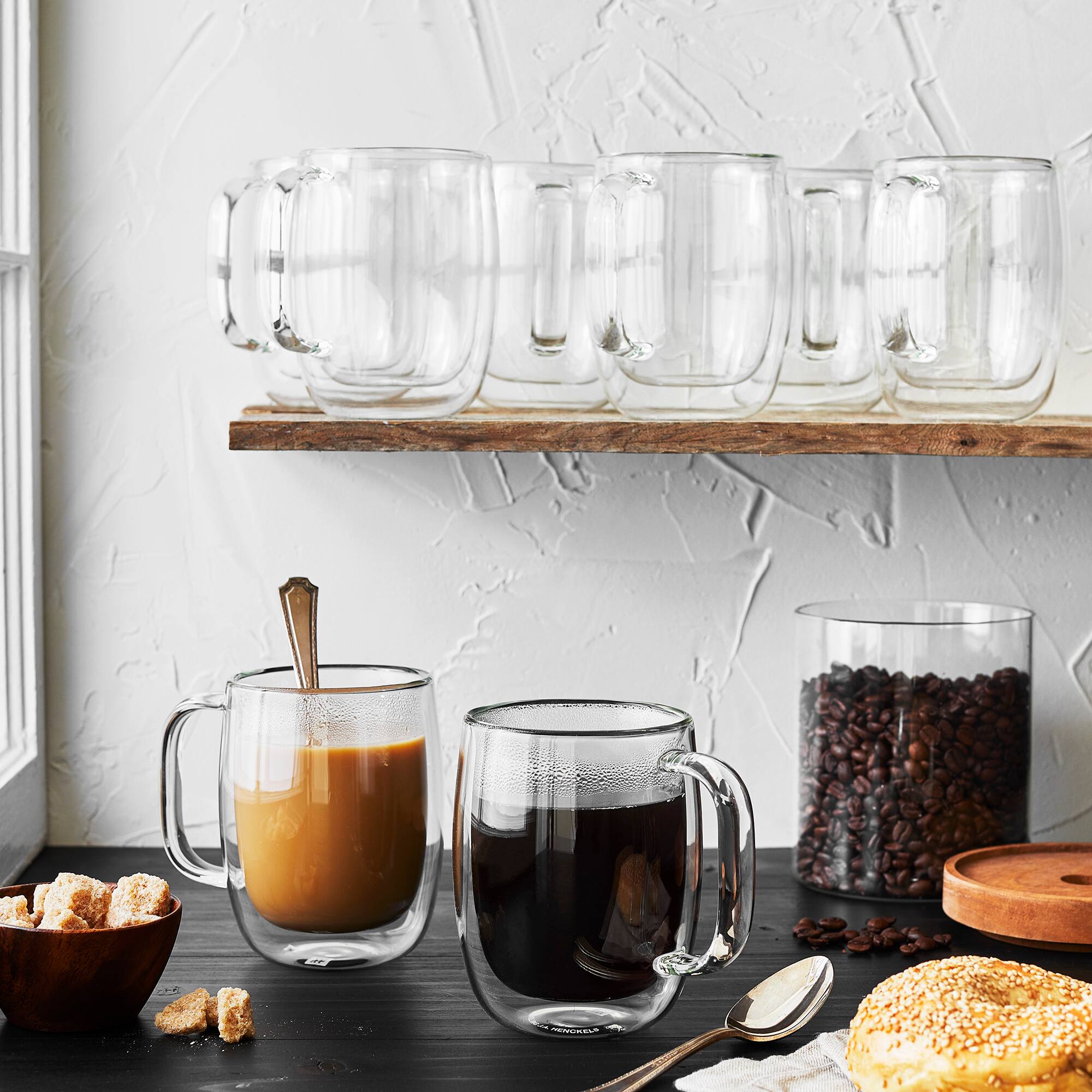 Alt View 2. ZWILLING - ZWILLING Sorrento Plus 4-pc Double Wall Glass Coffee Mugs, Insulated Coffee Mug, Clear - Clear.