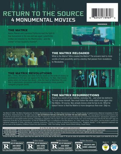 The Matrix Collection (4K Ultra HD + Blu ray (Boxset)) [UHD The Matrix Collection (4K Ultra HD + Blu ray (Boxset)) [UHD