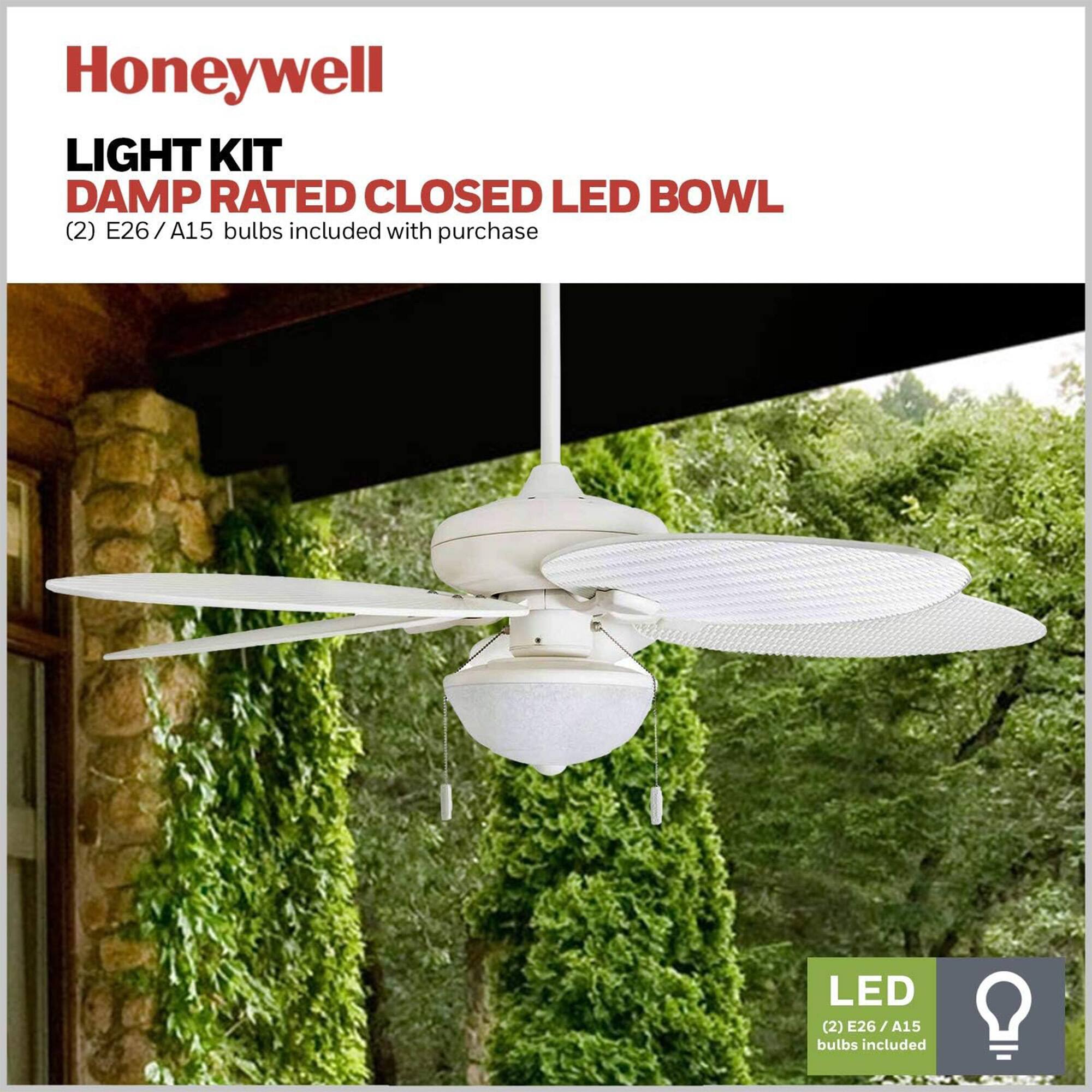 Honeywell LIGHT KIT DAMP RATED CLOSED LED BOWL (2) E26 / A15 bulbs included with purchase LED (2) E26 / A15 bulbs included