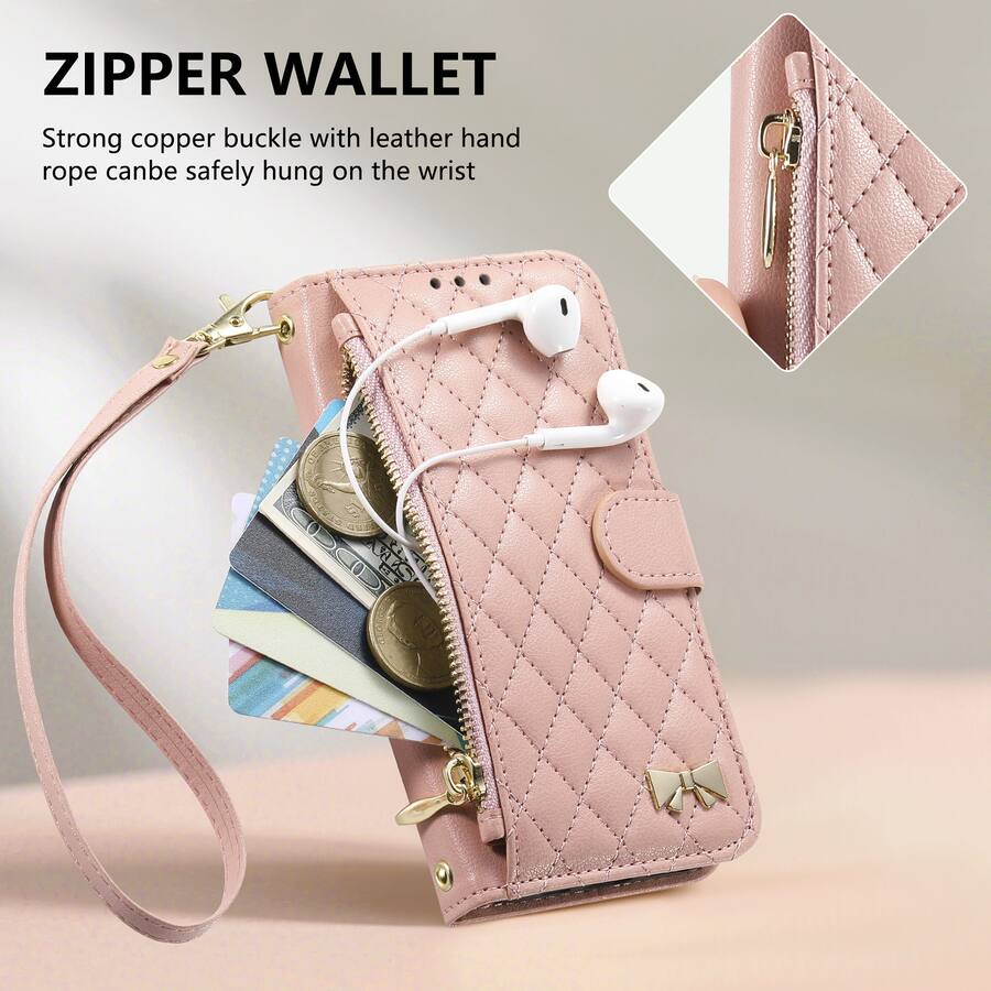 Pink Pro Color Dteck Zipper Wallet Case for Apple iPhone 17 Pro Max,PU Leather Flip ...