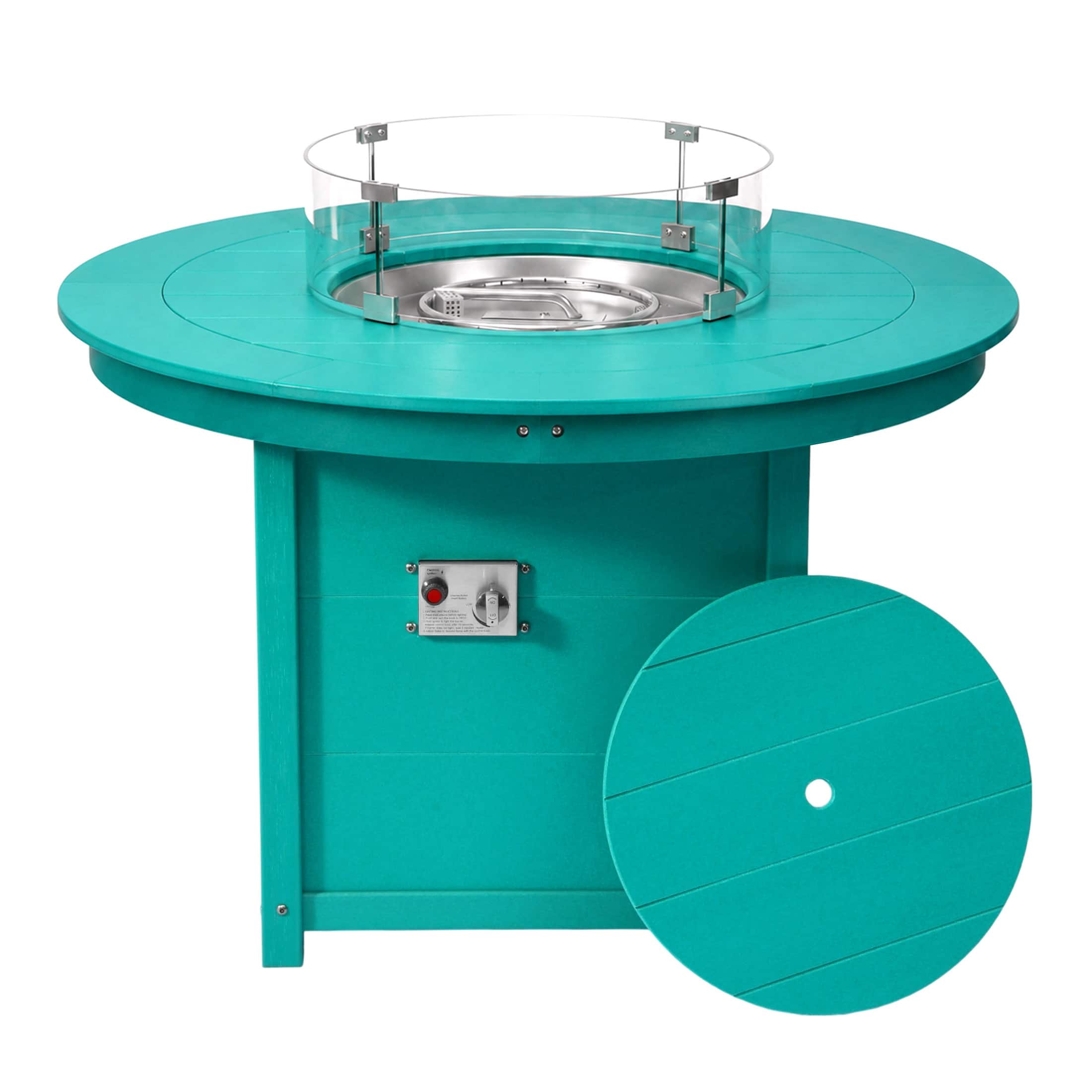 WestinTrends - Helios 47" Modern Outdoor Patio Propane Gas Round Fire Pit Table - Turquoise