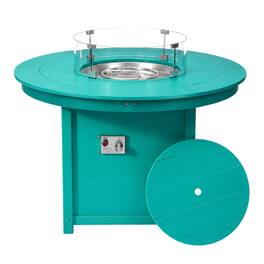 WestinTrends - Helios 47" Modern Outdoor Patio Propane Gas Round Fire Pit Table - Turquoise
