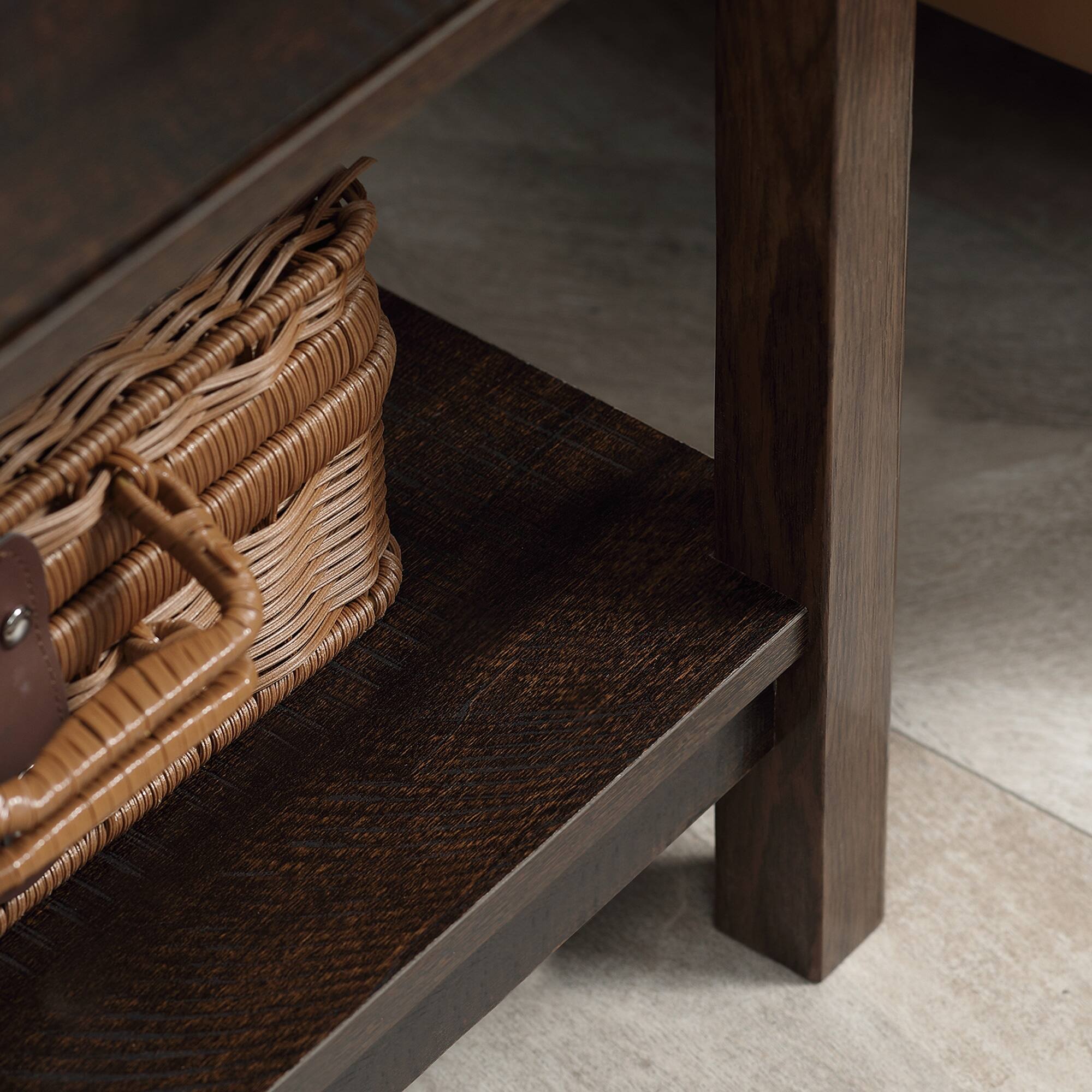 Alt View 5. Homcom - End Table with Drawer, Side Table with Top and Bottom Shelf for Small Spaces - Bronze.