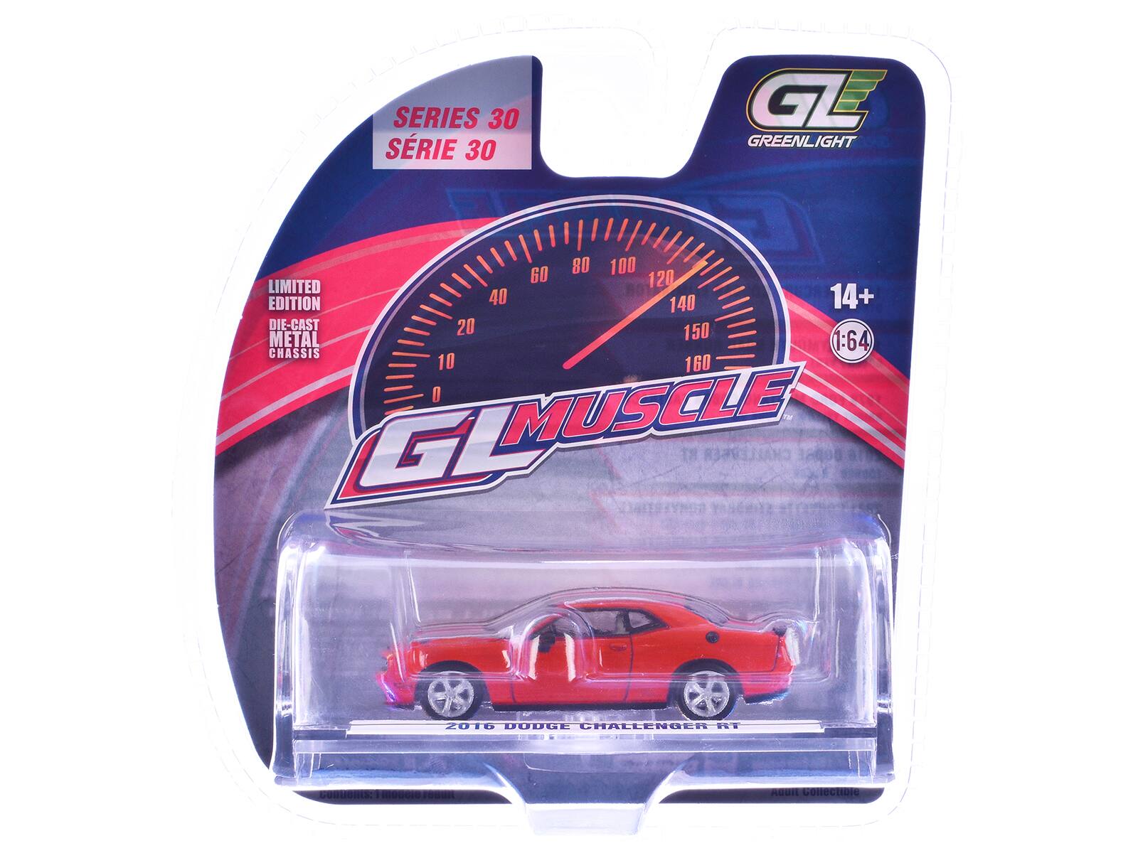 SERIES 30  
SÉRIE 30  
GREENLIGHT  
LIMITED EDITION  
DIE-CAST METAL  
CHASSIS  
1:64  
14+  
MUSCLE  
2016 DODGE CHALLENGER RT