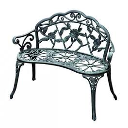 Hivvago - Outdoor Patio 40-inch Garden Bench with Backrest in Antique Metal Finish - Green
