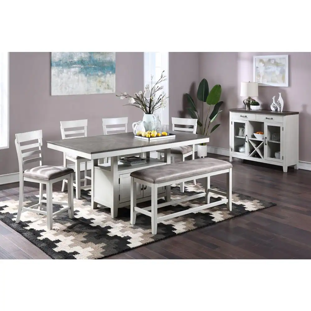 Alt View 2. New Classic Furniture - Richland Counter Ht Bench - White.