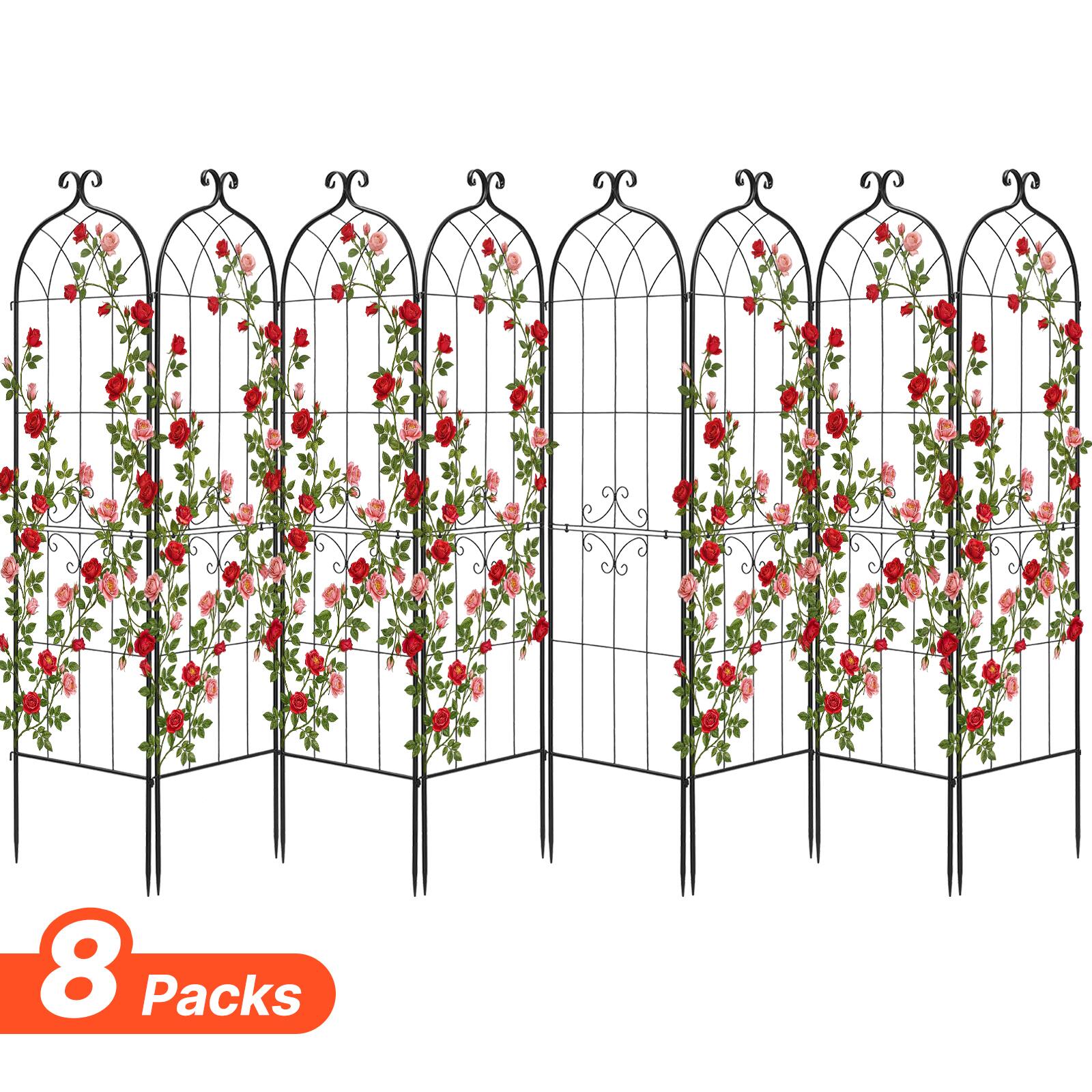Front. VEVOR - Garden Trellis, 71 x 20 inch Rose Trellis, 8 Packs Garden Flower Rose Trellises with Powder-Coated Finish & Convenient - Black.