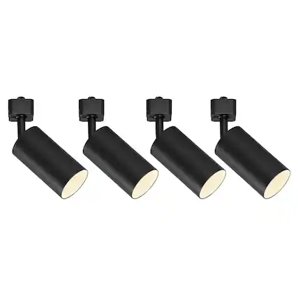 Front. Dazzed Corner - 4 Pack H Type LED Track Light Heads, GU10 Base Adapter Ceiling Spot Light Fixture - Black.