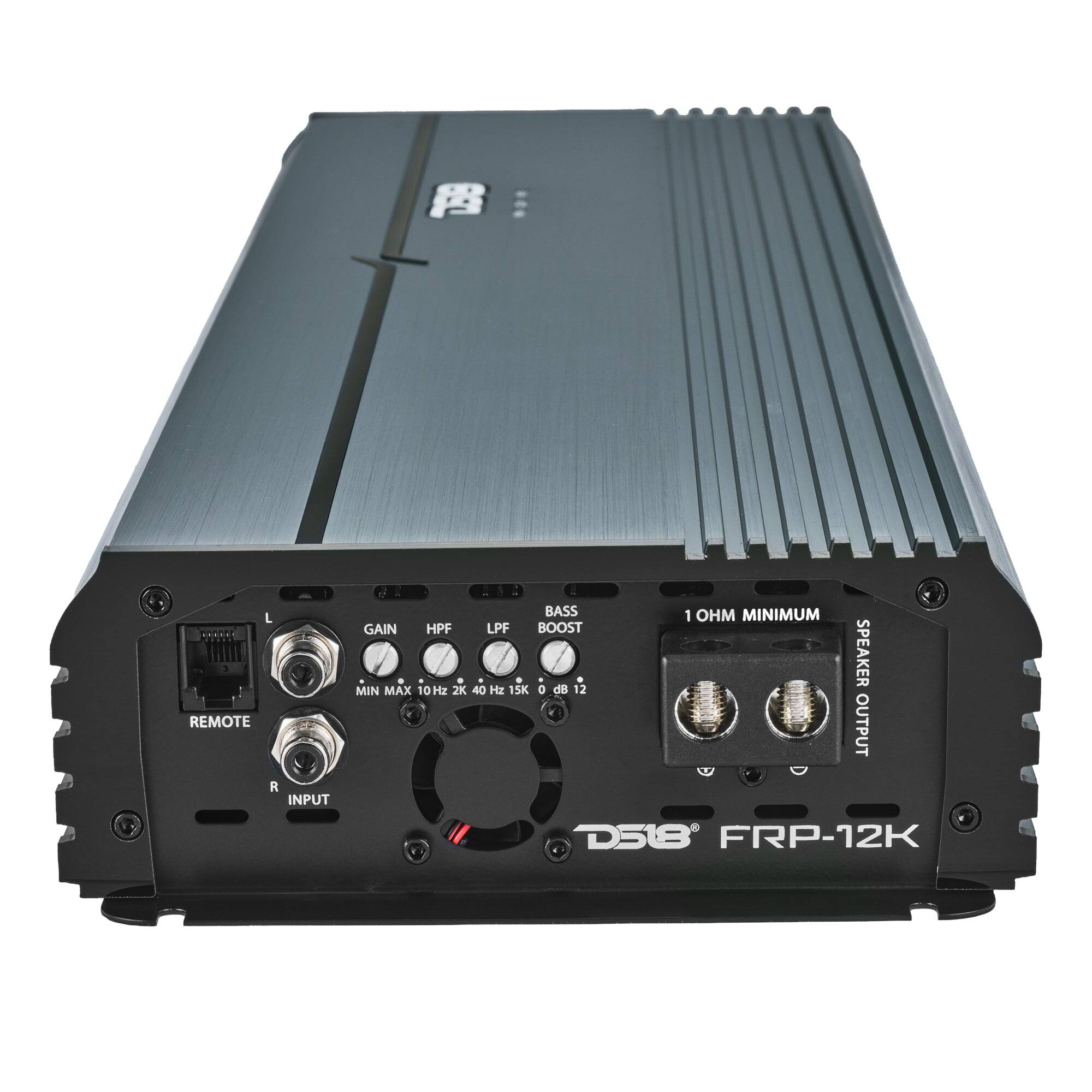 REMOTE R INPUT  
BASS BOOST  
1 OHM MINIMUM  
GAIN HPF LPF  
MIN MAX 10Hz 2K 40 Hz 15K 0 dB 12  
SPEAKER OUTPUT  
D518 FRP-12K