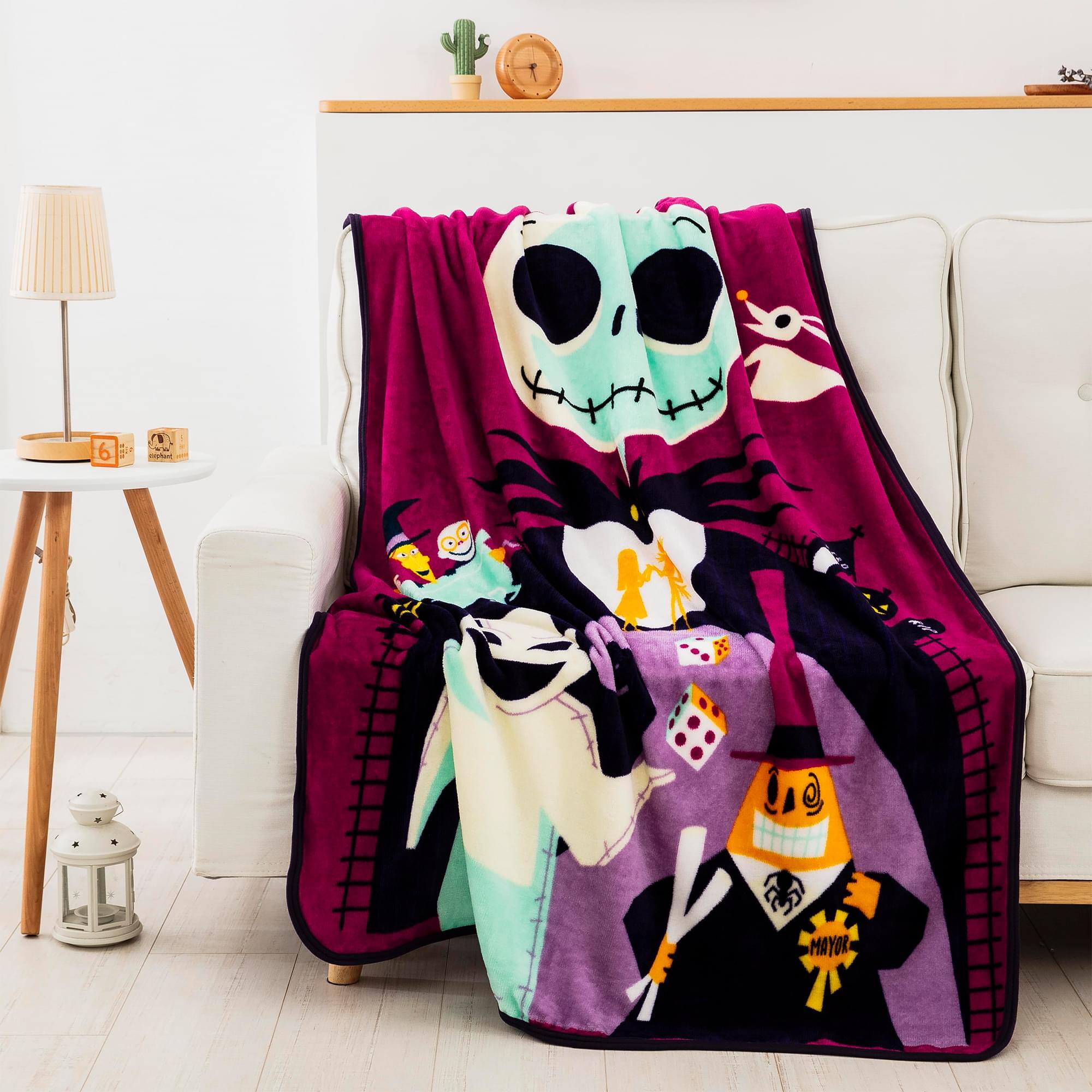 Alt View 1. Disney - Nightmare Before Christmas Psychedelic 46 x 60 Inch Silk Touch Throw Blanket - Purple.