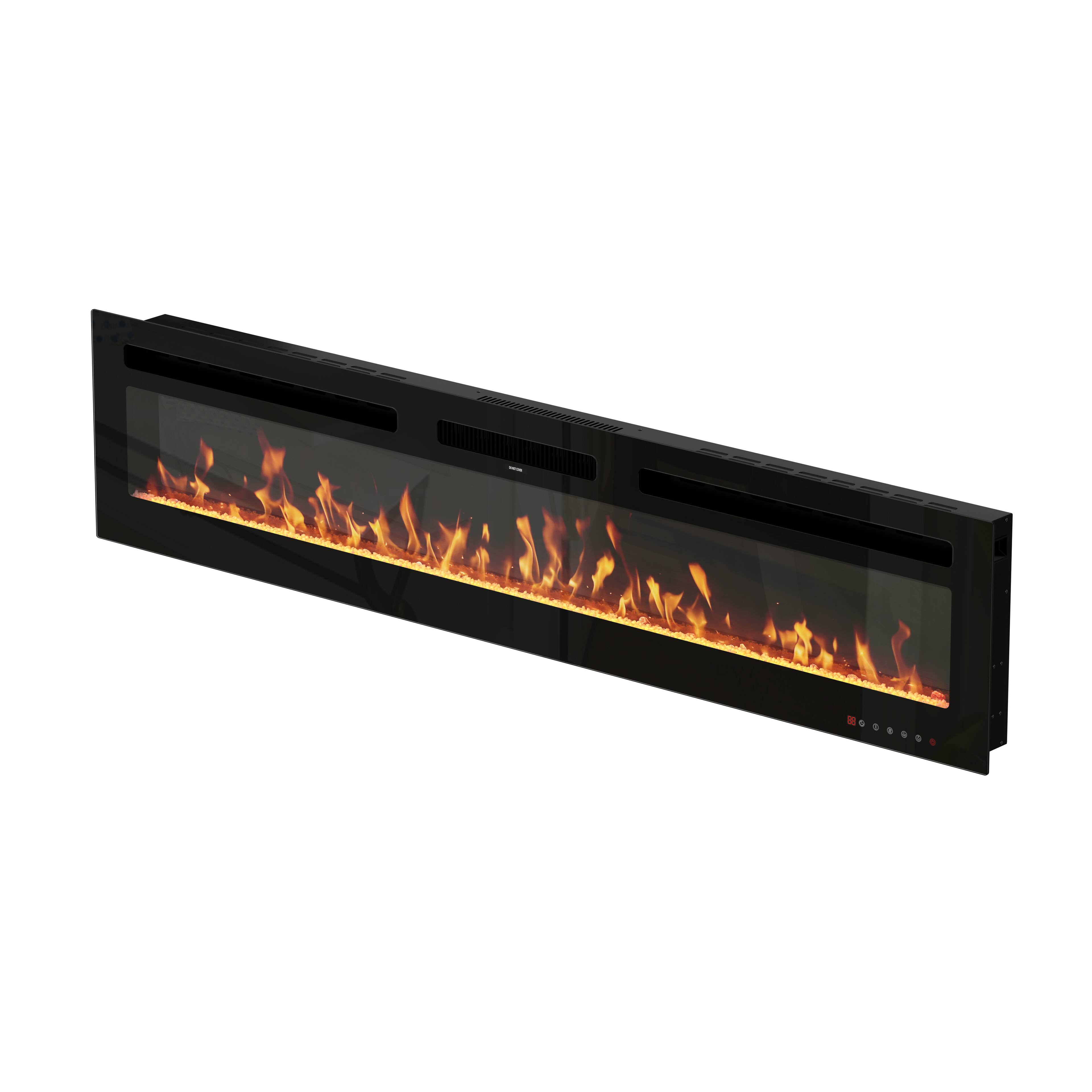 Angle. Famapy - 68 Inch Smart Electric Fireplace with WiFi Control, 12 Flame Colors, 5000 BTU Heat and Wall Mount Kit.