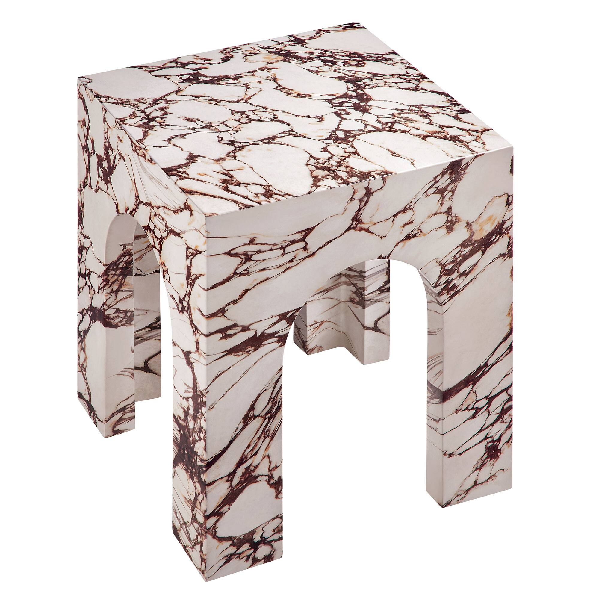 Alt View 6. Modway - Valen Square Indoor - Outdoor Patio Arched Concrete Side Table by Modway - Red Marble.