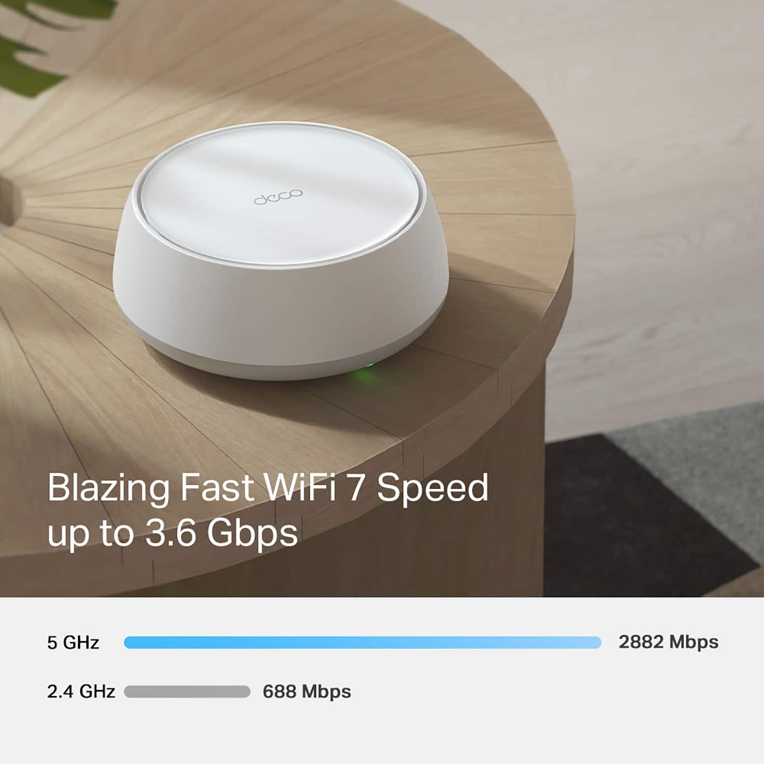 Blazing Fast WiFi 7 Speed up to 3.6 Gbps
5 GHz: 2882 Mbps
2.4 GHz: 688 Mbps
