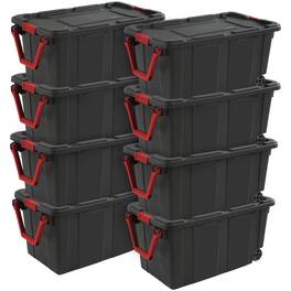 Sterilite - Heavy Duty 40 Gallon Wheeled Industrial Storage Tote, (8 Pack) - Black