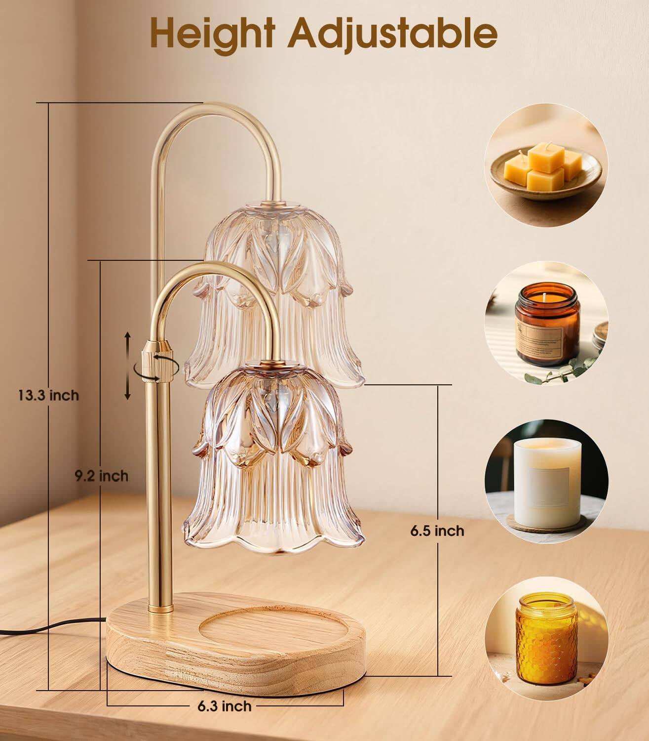 Height Adjustable

13.3 inch  
9.2 inch  
6.5 inch  
6.3 inch