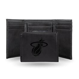Rico Industries - Miami Heat NBA Laser Engraved Black Trifold Wallet - Multi