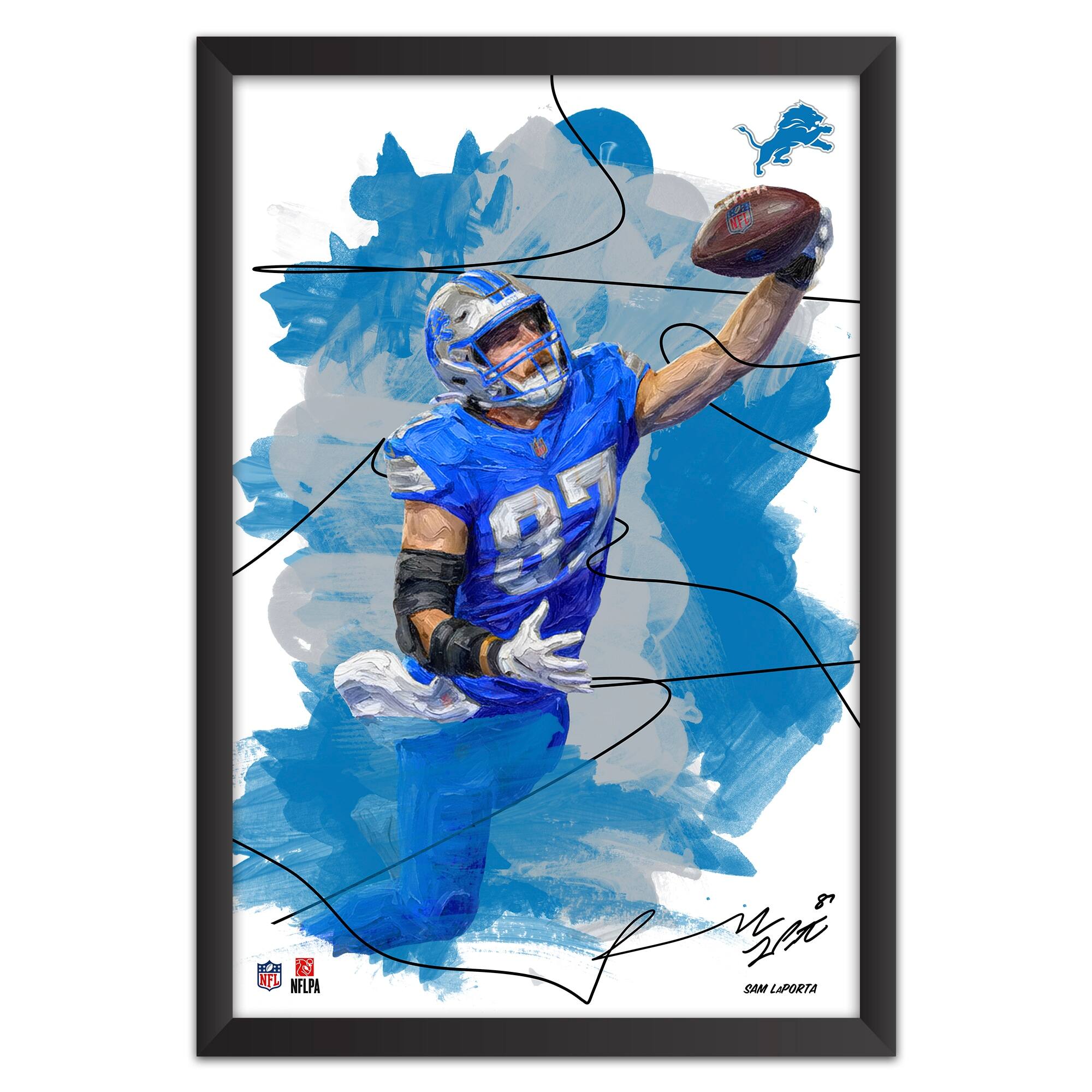 Sam LaPorta Detroit Lions 14" x 20" Brush Stroke Player Framed Art Print