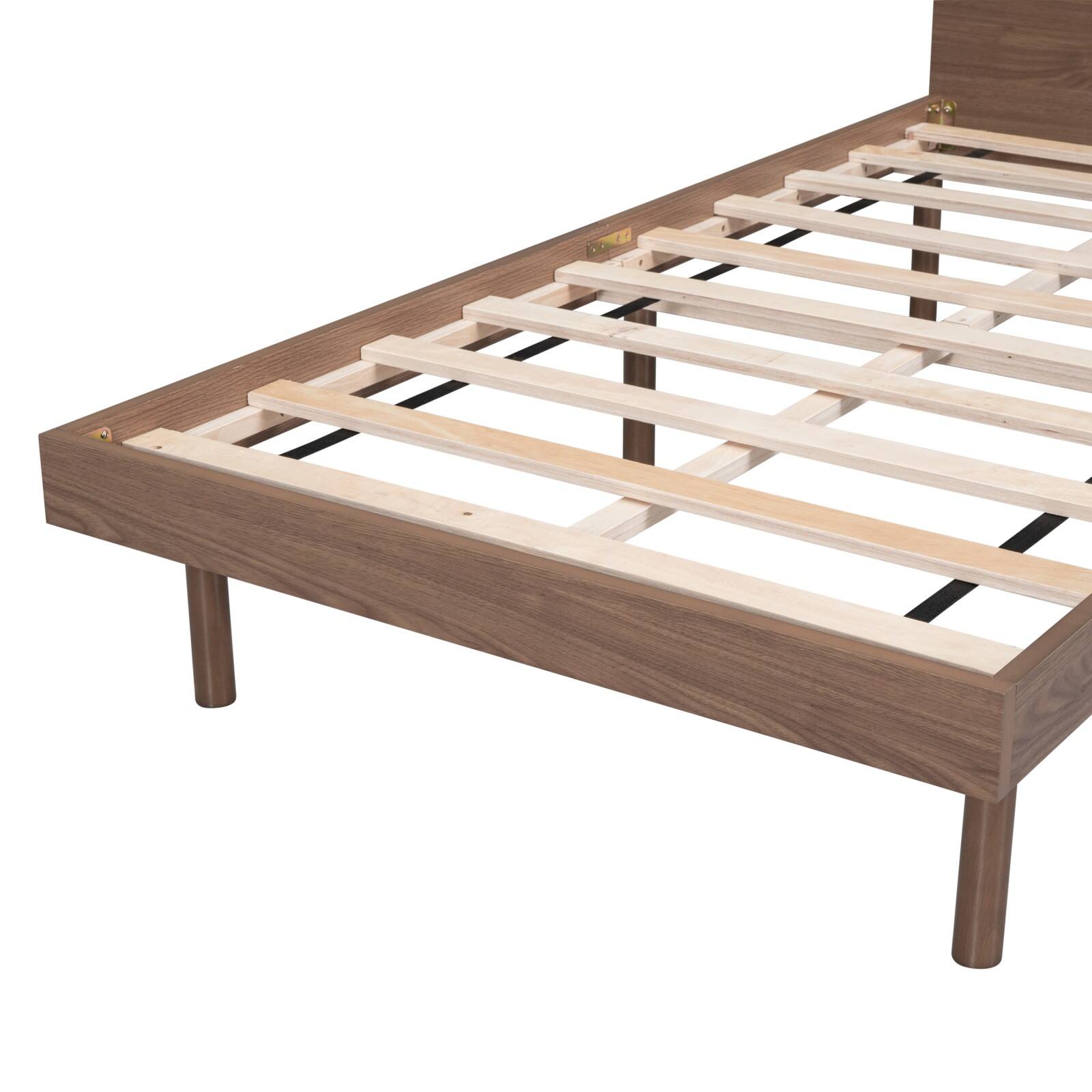 Alt View 9. Ecooso - Modern Design Twin Size Platform Bed Frame with Built-in USB port - Walnut.