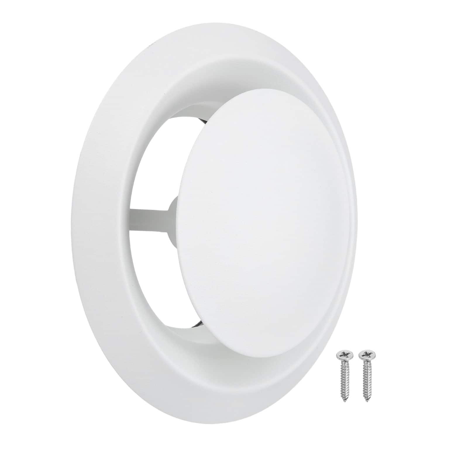 Unique Bargains - 1Set 6 Inch Round Ceiling Diffuser, 304 Stainless Steel Adjustable Wall Vent Duct Cover for Kitchen Bathroom Garage - Silver