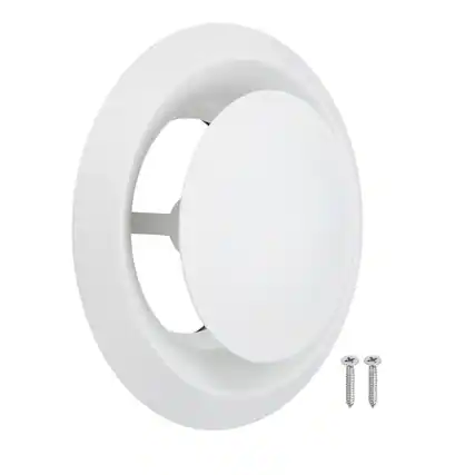 Front. Unique Bargains - 1Set 6 Inch Round Ceiling Diffuser, 304 Stainless Steel Adjustable Wall Vent Duct Cover for Kitchen Bathroom Garage - Silver.