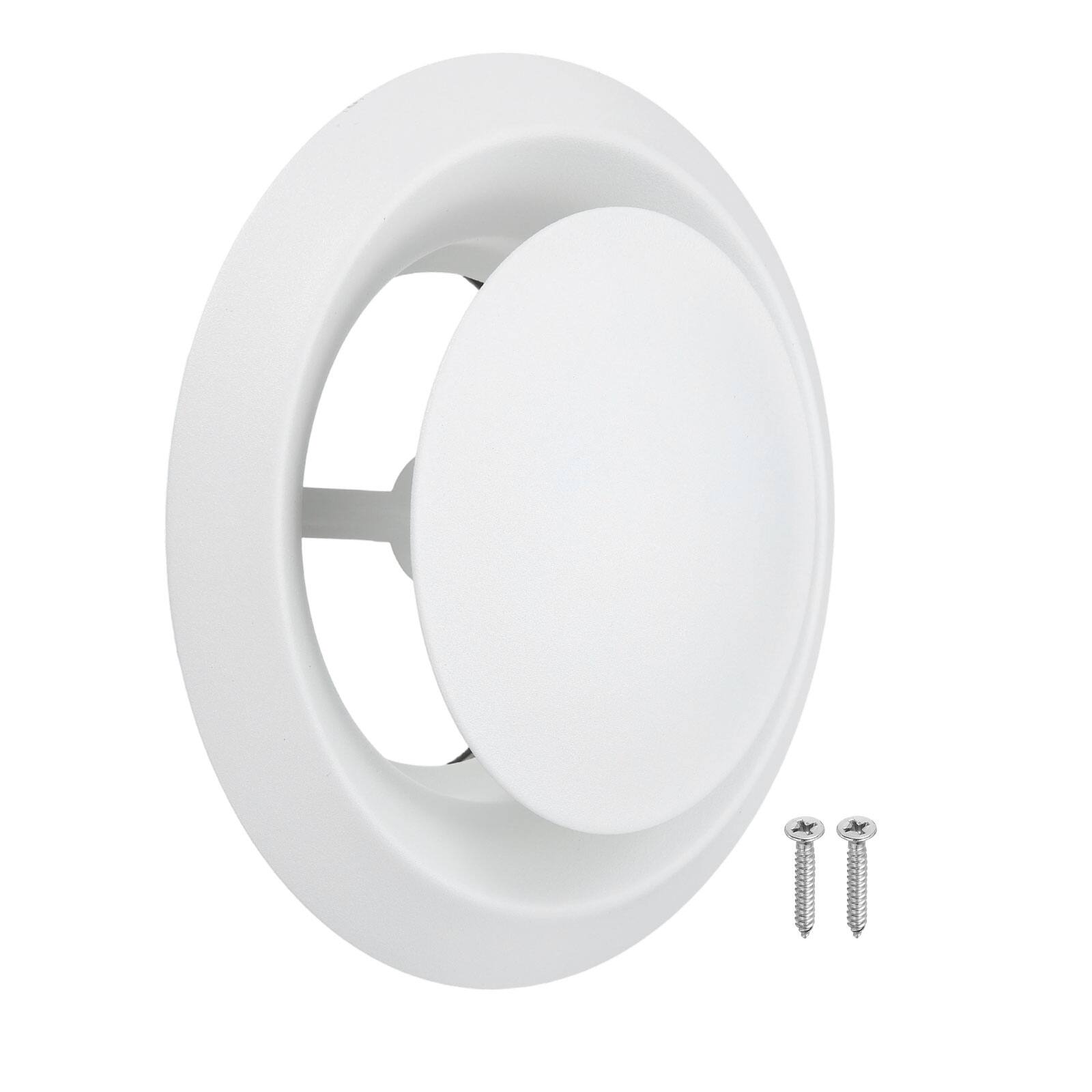 Front. Unique Bargains - 1Set 6 Inch Round Ceiling Diffuser, 304 Stainless Steel Adjustable Wall Vent Duct Cover for Kitchen Bathroom Garage - Silver.