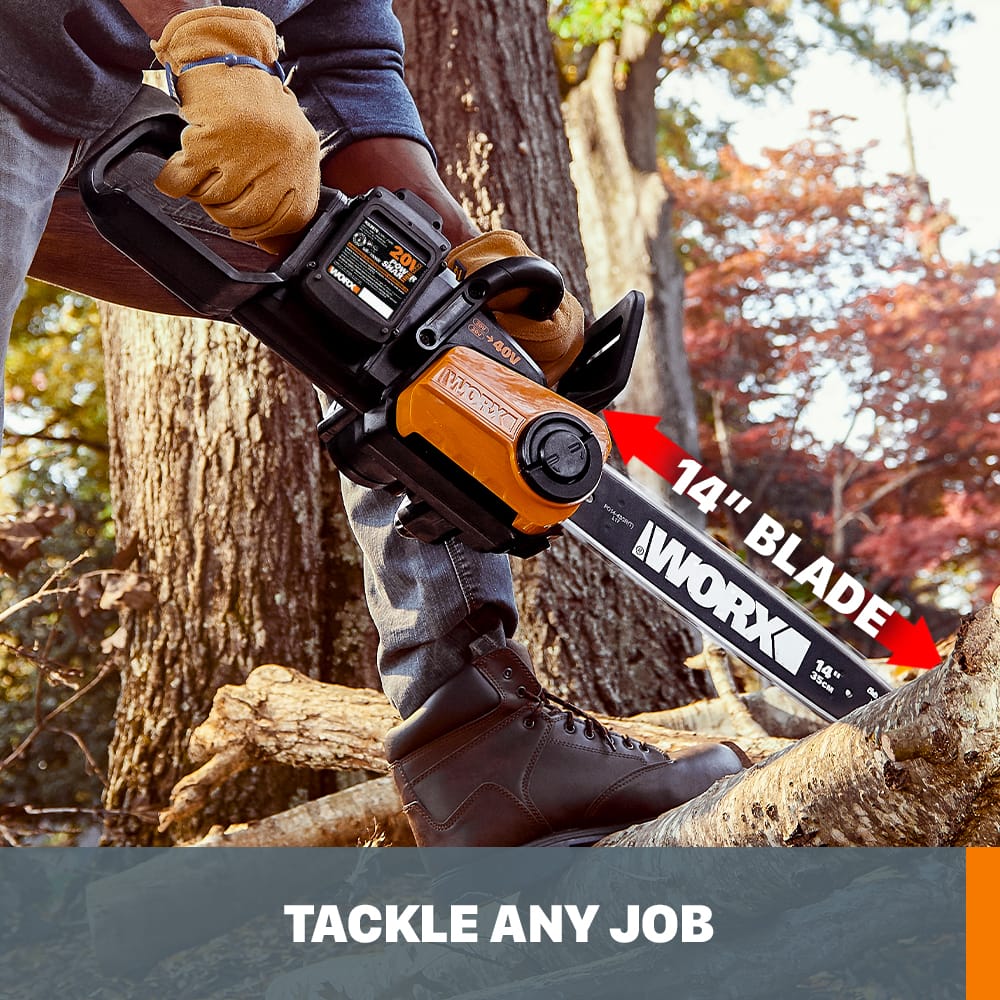 WORX – WG384 40V 14″ Cordless Chainsaw with Auto-Tension (2 x 2.0 Ah Batteries & 1 x Charger) – Black Sansujyuku sansujyuku.com