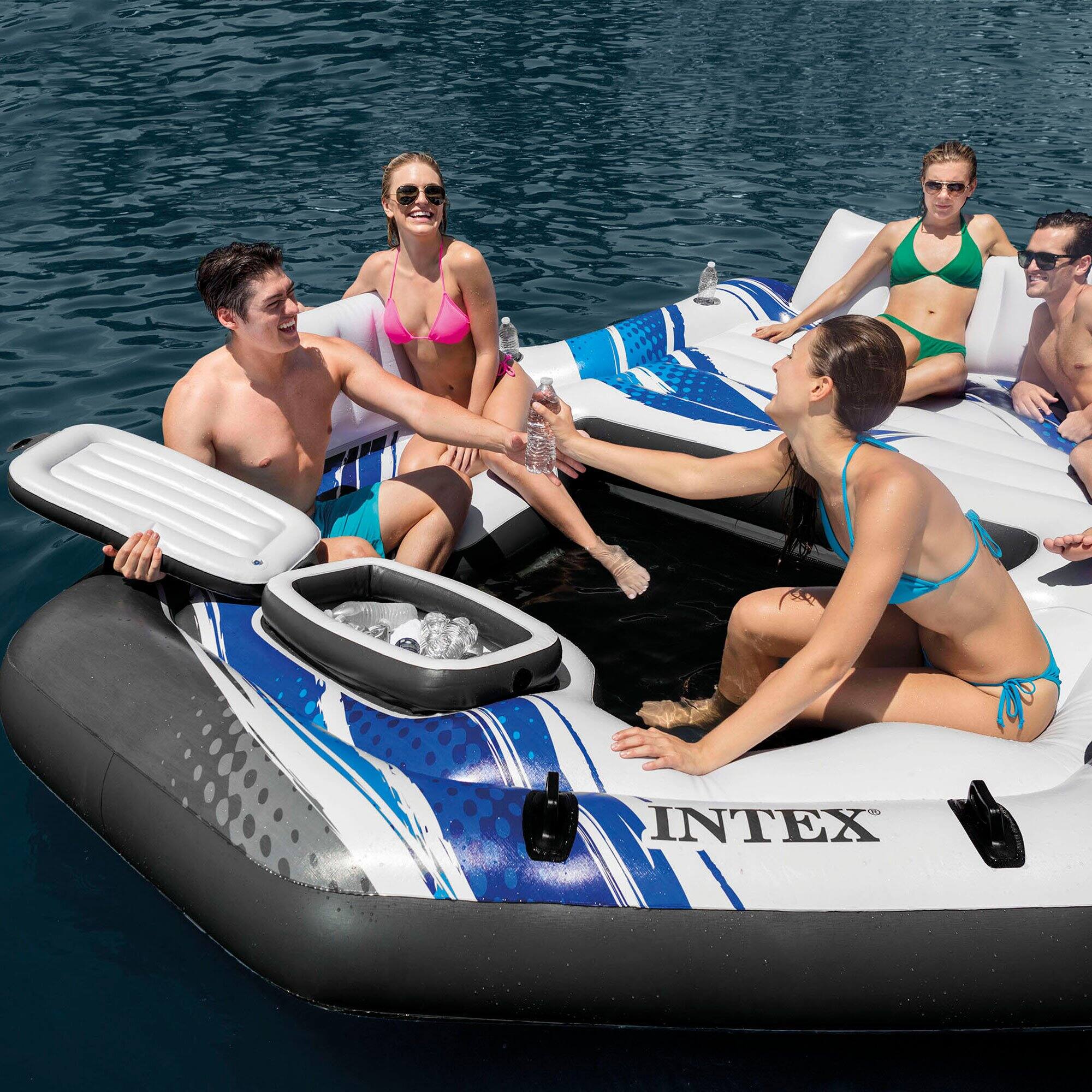 Alt View 2. Intex - Intex 5 Seat Lounging Pool Float & 2 Seat Pool Tube Float w/ Cooler & Repair Kit - Blue.