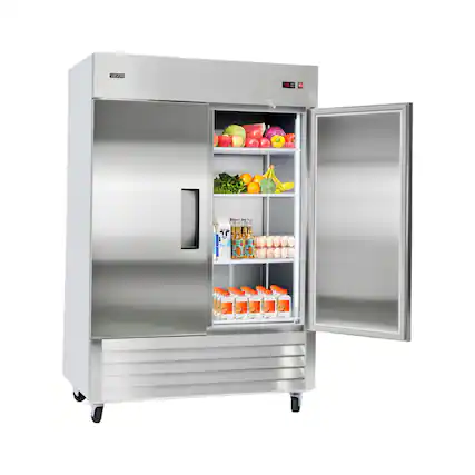 Front. VEVOR - Commercial Reach-In Refrigerator 54" W, 44 Cu.Ft Stainless Steel Upright Refrigerator with Double Doors, Auto-Defrost - Stainless steel color.
