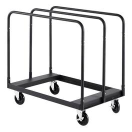 LOVMOR - 1800-Lb Drywall Panel Cart with Tie-Down Strap, 3 Side Rails and 5 in. Swivel Casters - Black