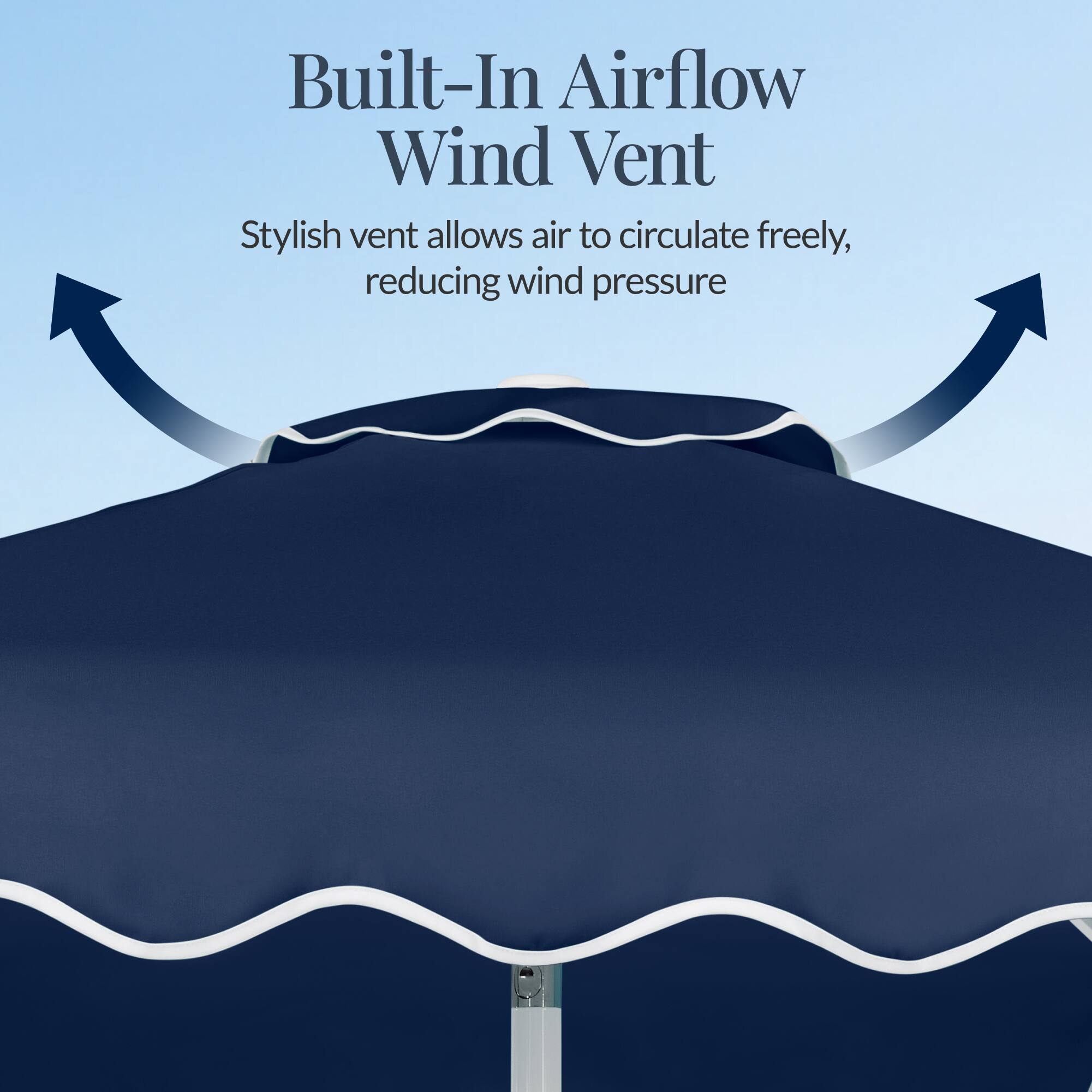Built-In Airflow Wind Vent

Stylish vent allows air to circulate freely, reducing wind pressure