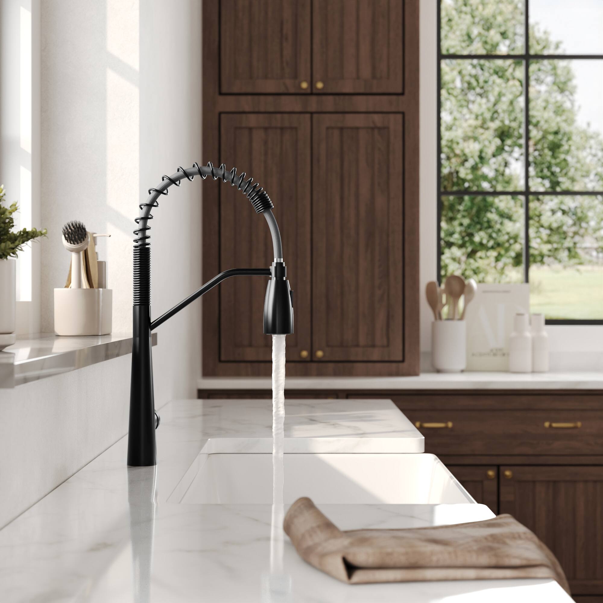 Alt View 9. GRANDJOY - Kitchen Faucet with Pull-Down Sprayer and Spring Spout for Modern Kitchen Renovation - Matte Black.