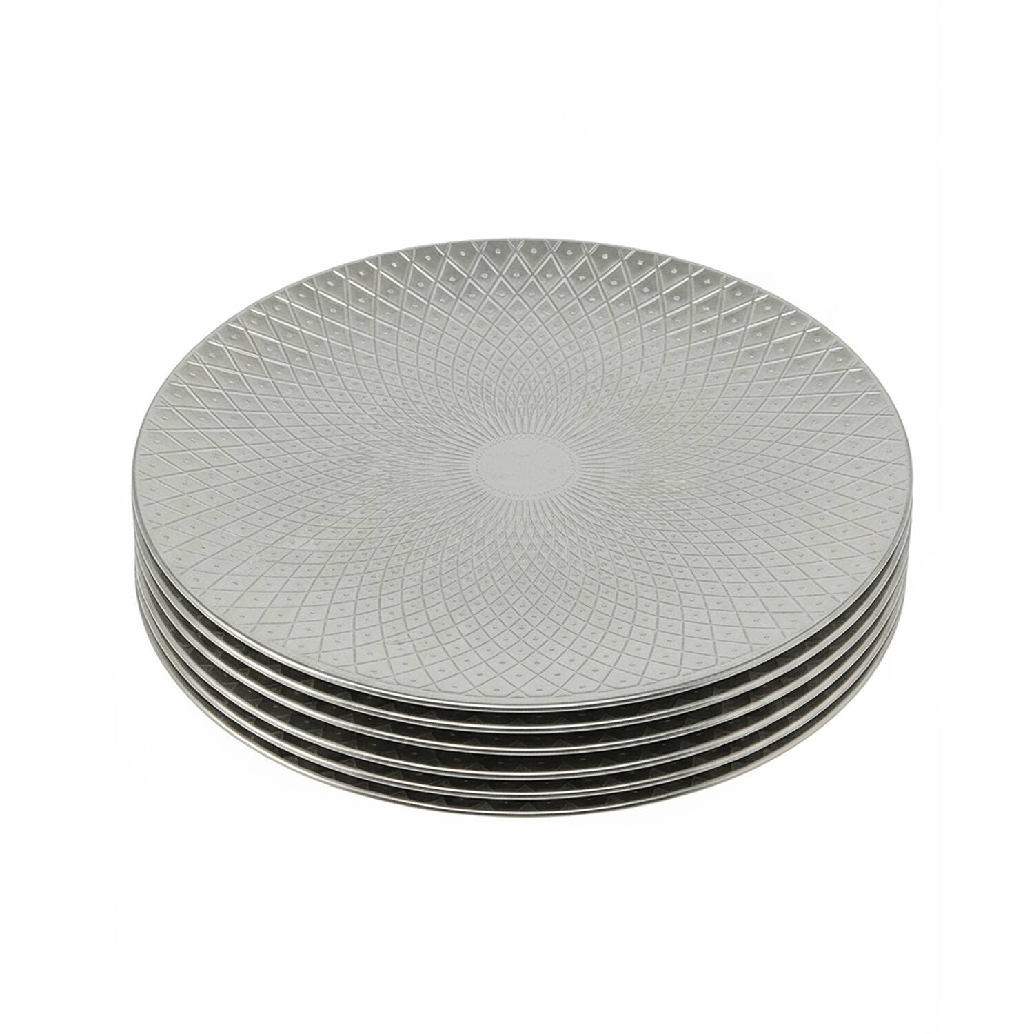 Angle. American Atelier - Artemis Silver Plated Set of 4 Charger Plates 13"D - Silver.